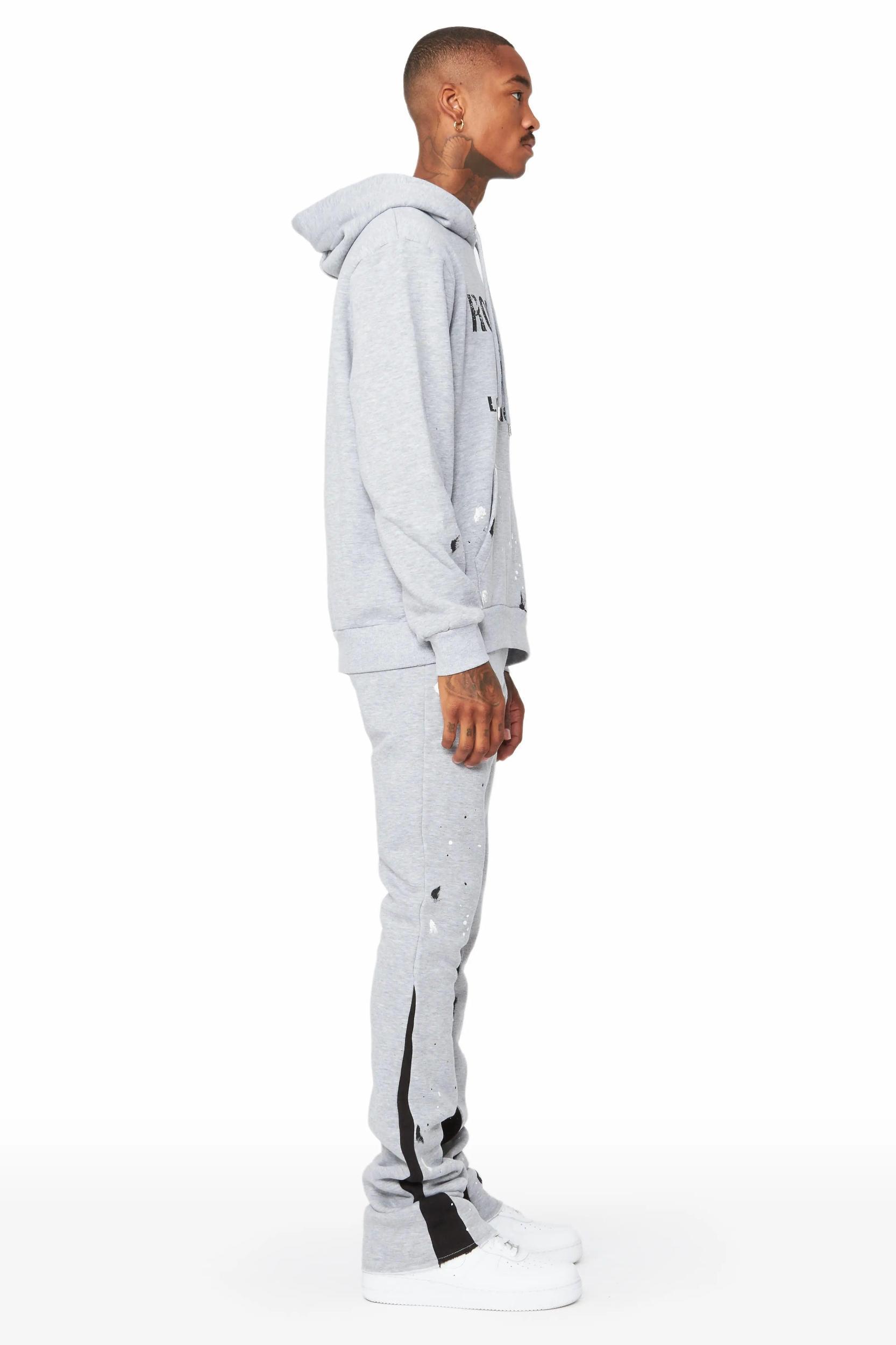 Scottie Heather Grey Paint Splatter Hoodie/Stacked Flare Track Set Male Product Image