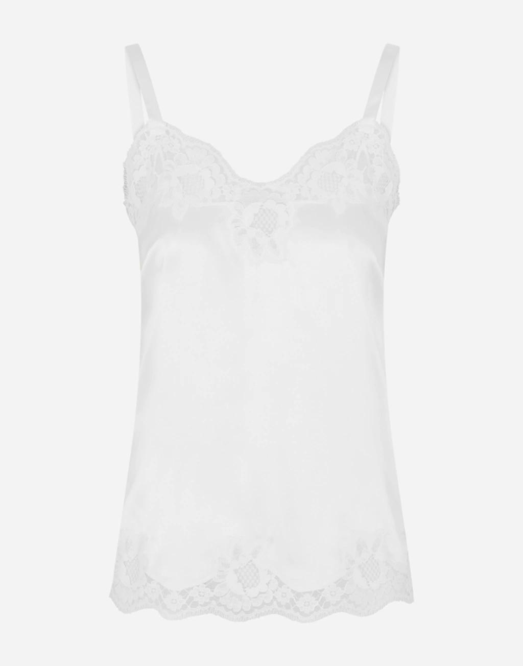 DOLCE & GABBANA Satin Lingerie Top With Lace In White Product Image
