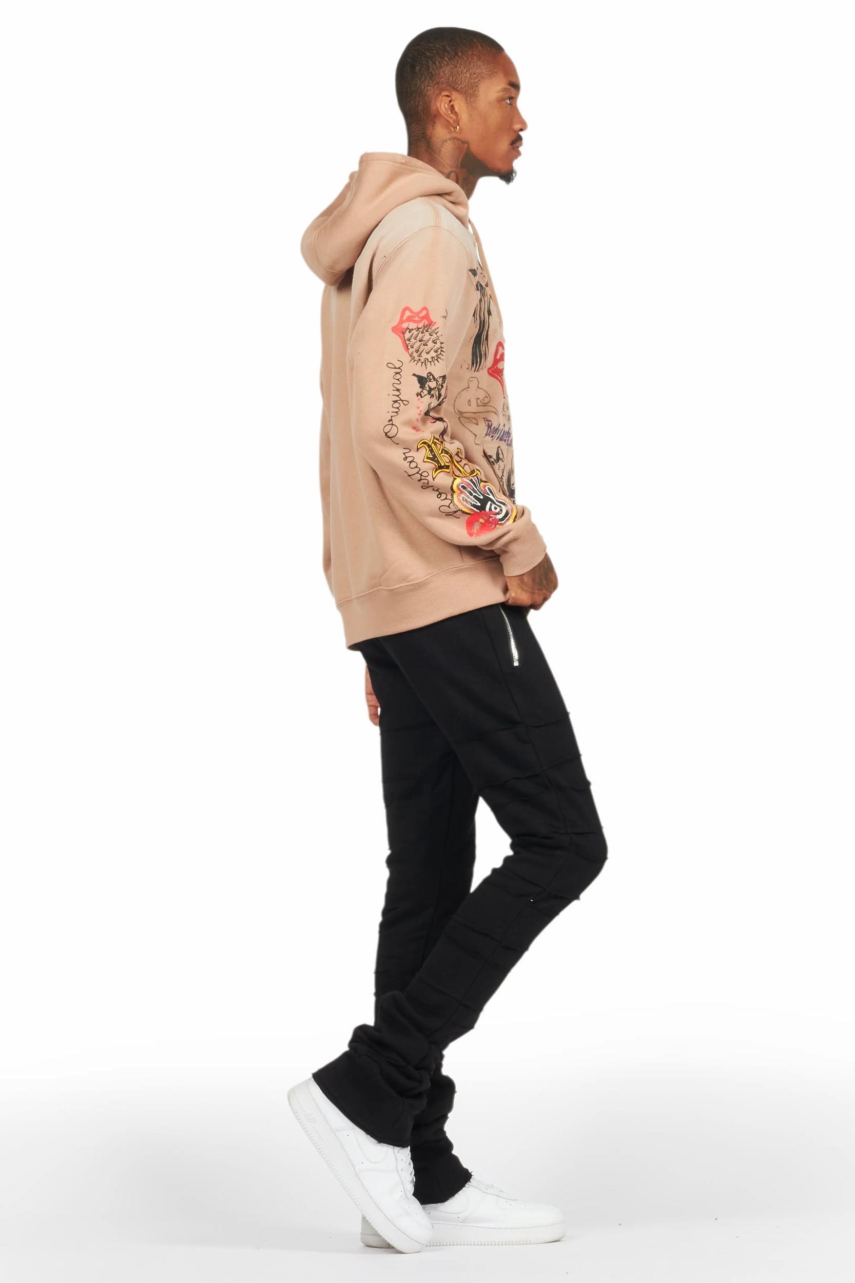 Emilio Black Stacked Flare Track Pant Male Product Image