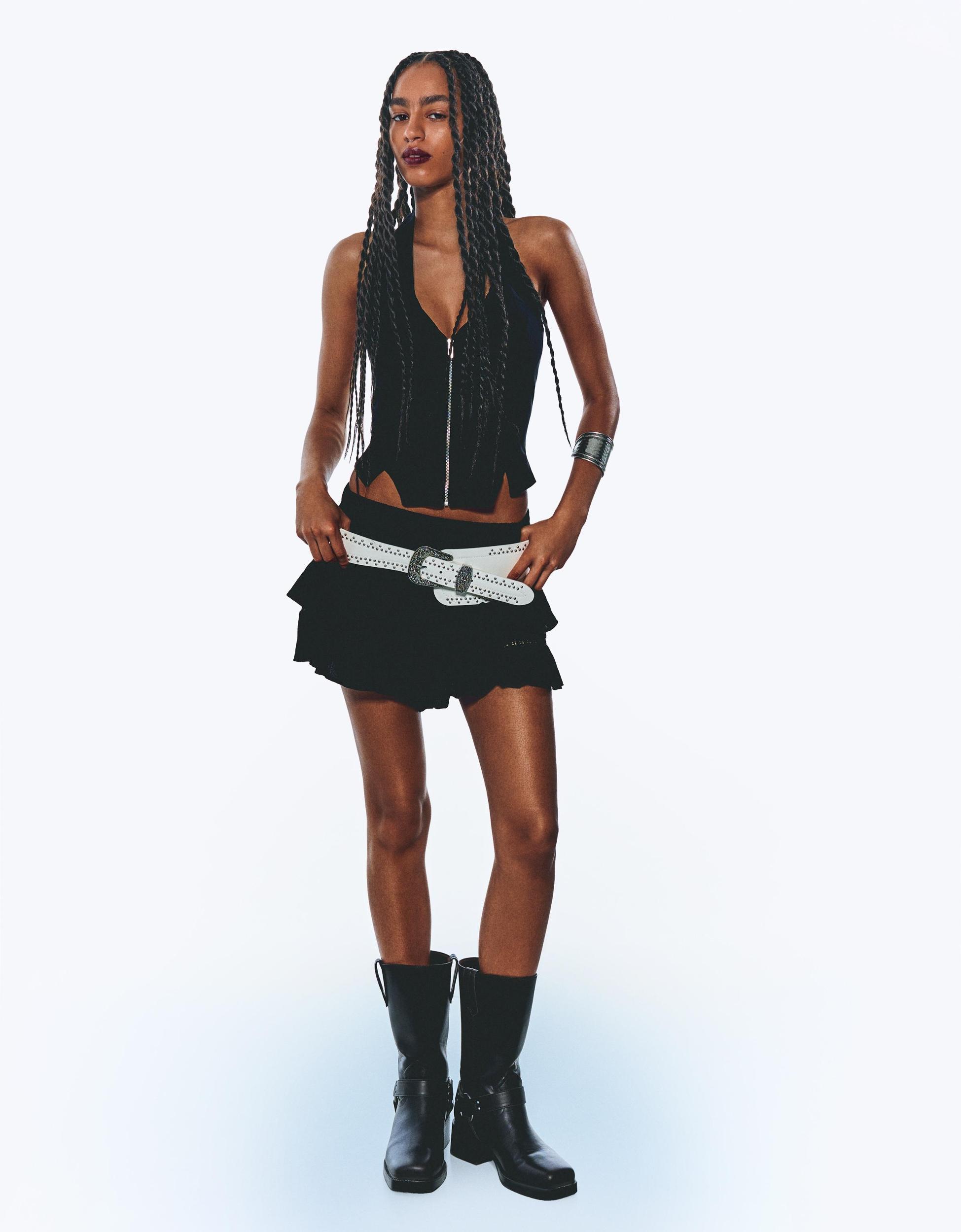 Textured boho skort Product Image
