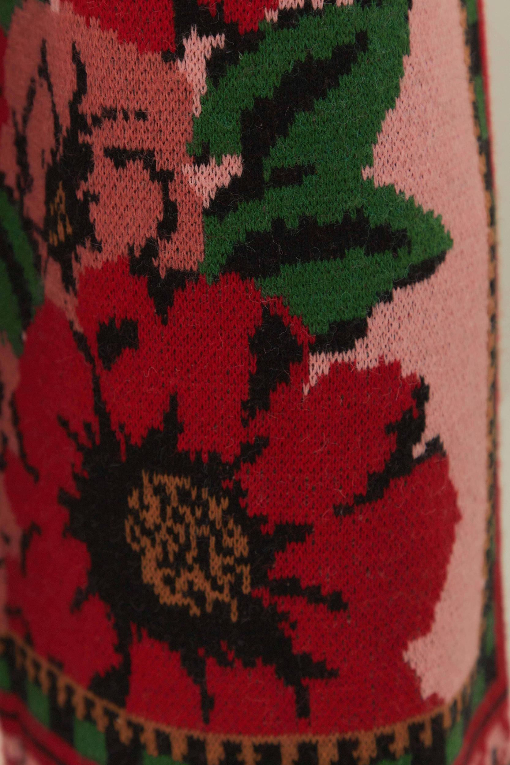Pink Flower Tapestry Knit Pants, FLOWER TAPESTRY / XXS Product Image