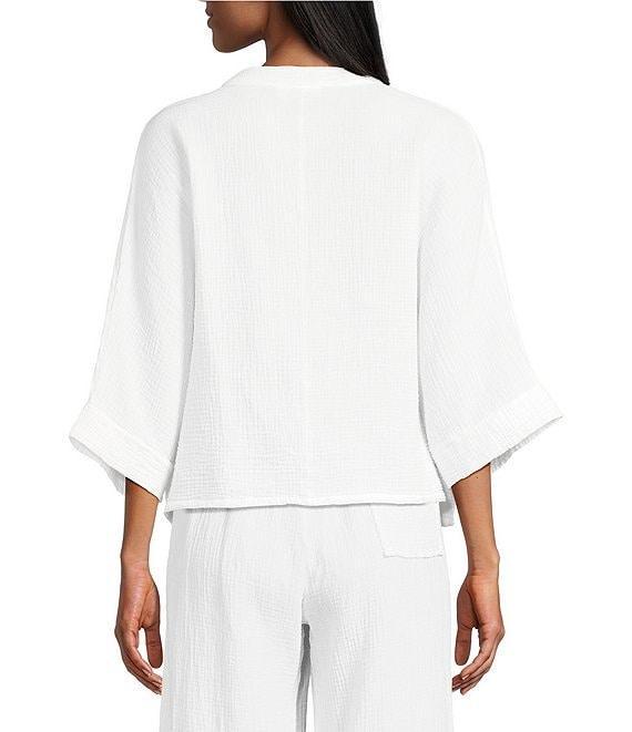 Bryn Walker Joe Cotton Gauze Banded Collar 3/4 Dolman Sleeve Button Front Shirt Product Image