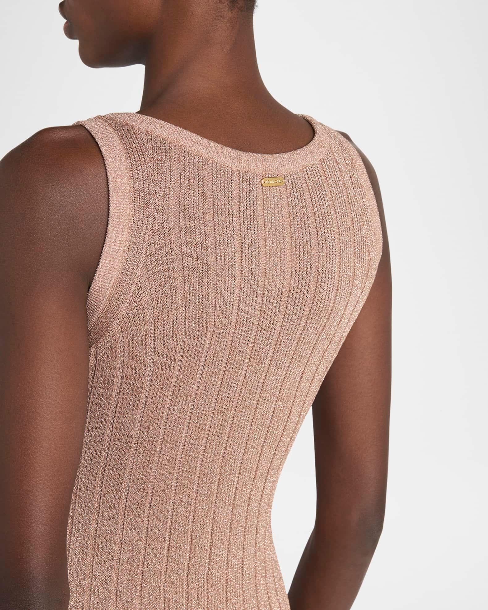 Metallic Rib Knit Sleeveless Midi Dress Product Image