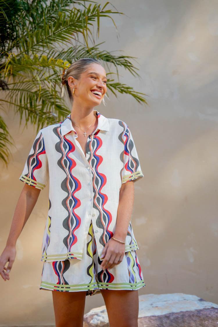 Introspective Linen Shorts Swirl Product Image