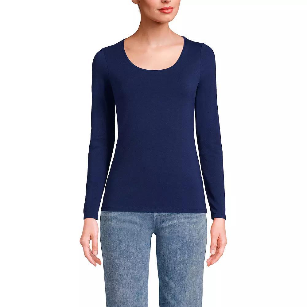 Women's Lands' End Lightweight Scoopneck Long-Sleeve Tee, Size: XS, Deep  Blue Product Image