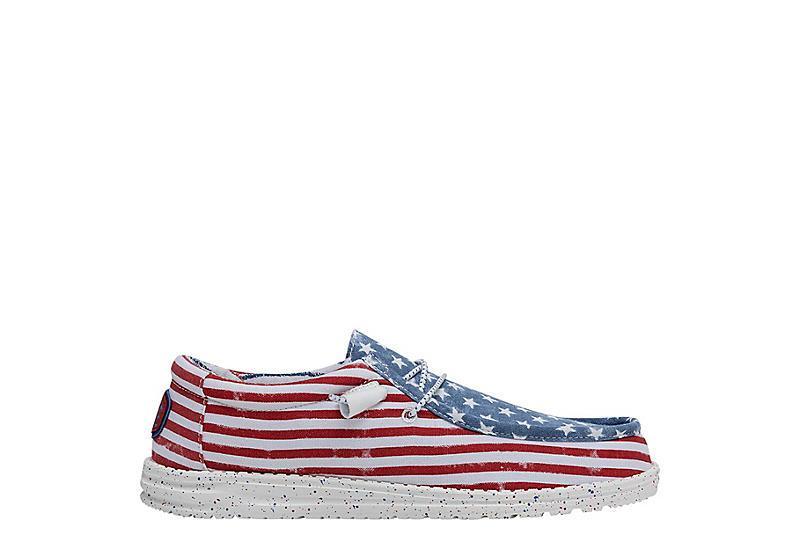 HEYDUDE Mens Wally - Shoes Red/White/Blue Product Image