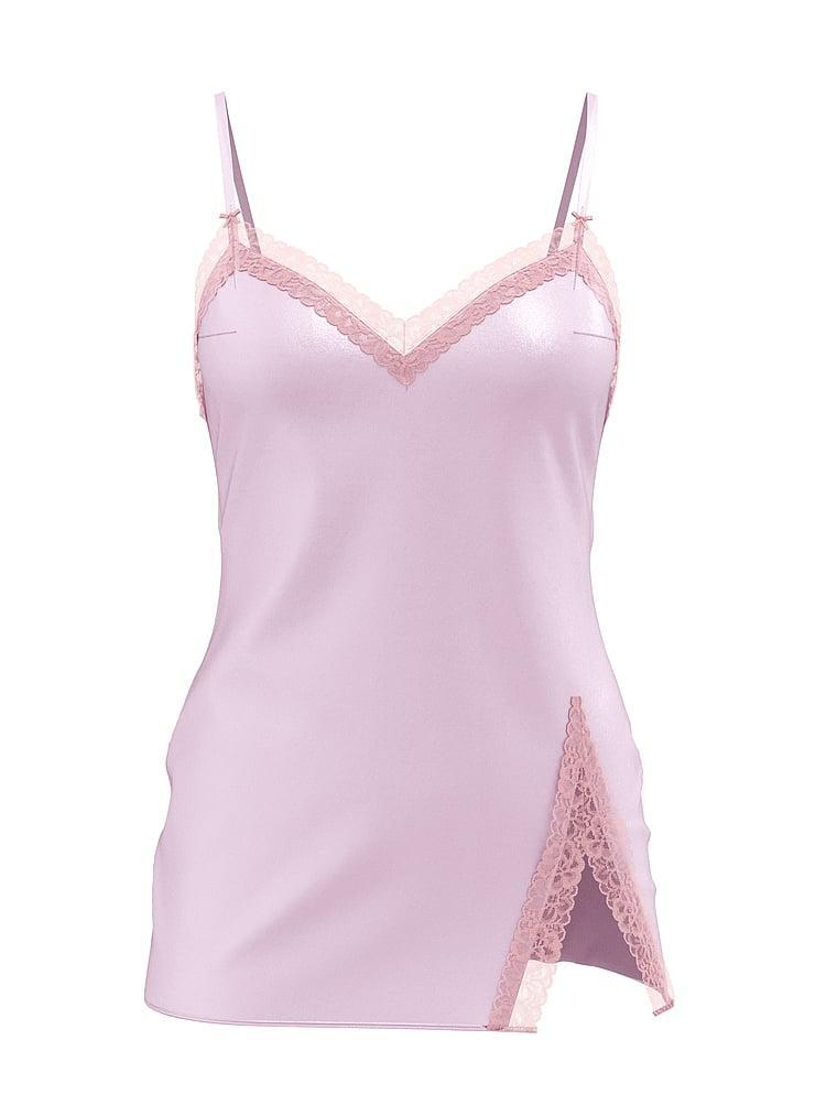 Tease Satin Lace-Trim Mini Slip Dress Product Image