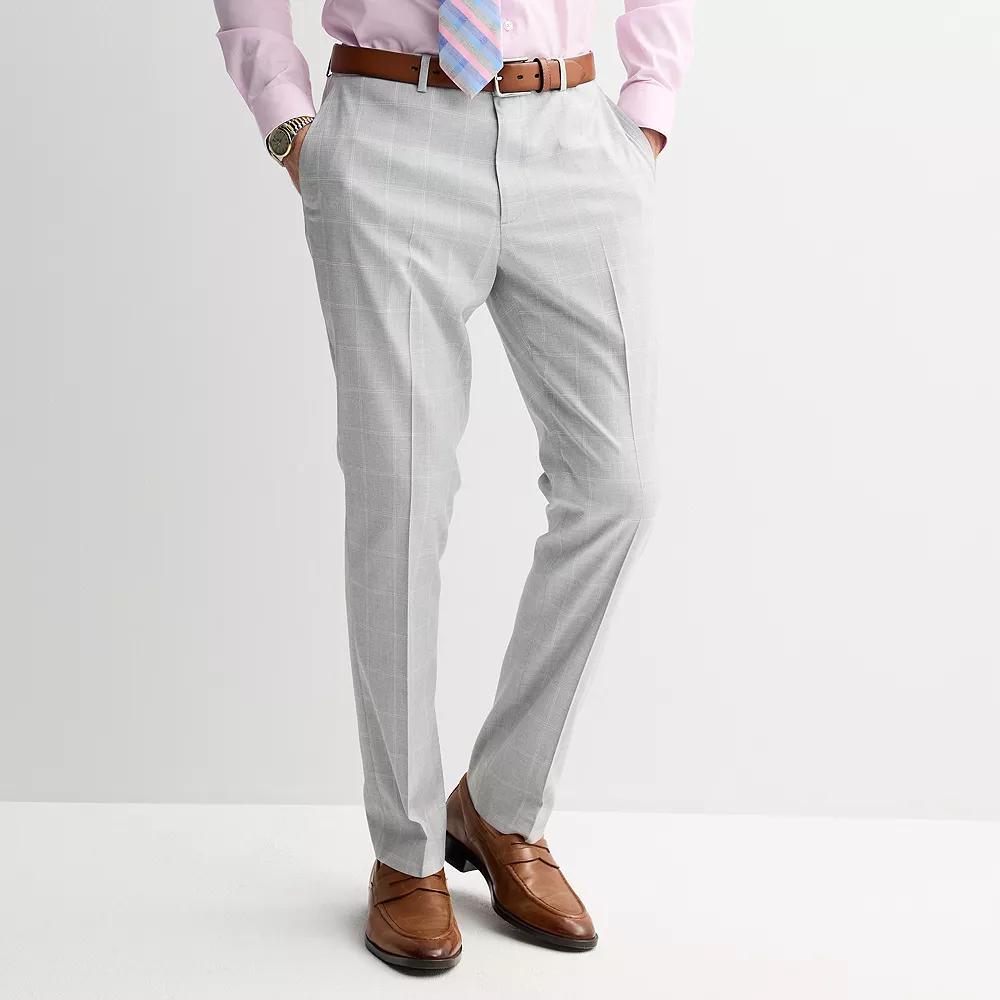 Men's Apt. 9® Premier Flex Performance Slim-Fit Washable Suit Pants, Size: 32X30, Light Gray Windowpane Product Image
