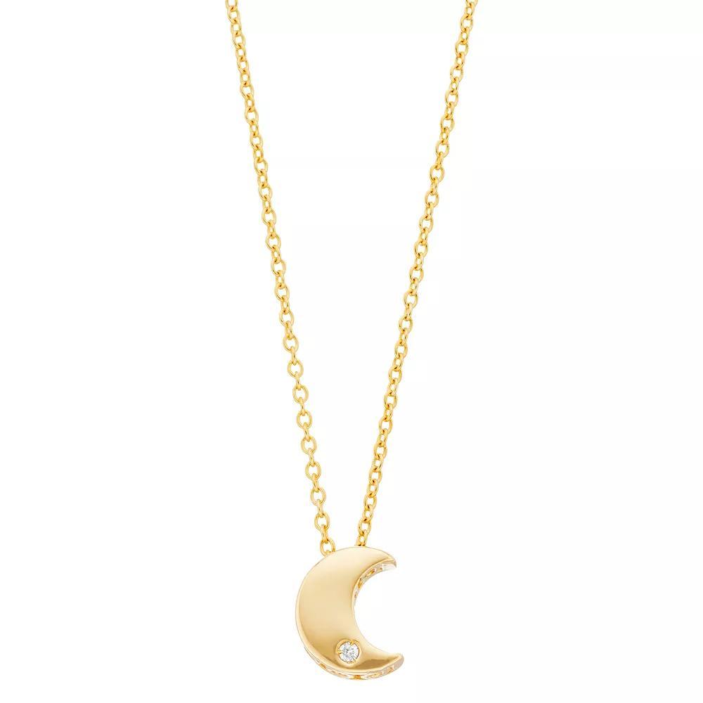 14k Gold Diamond Accent Moon Pendant Necklace, Women's, Size: 18" Product Image