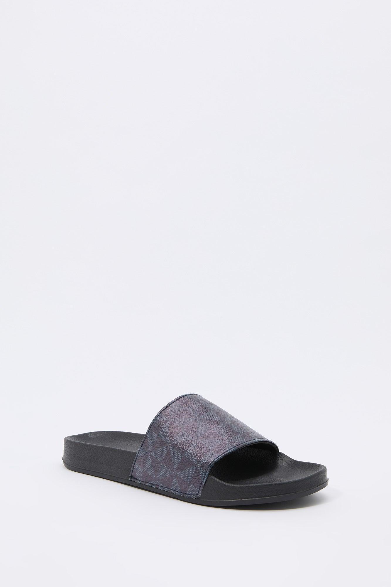 Faux Leather Status Print Slide Male Product Image