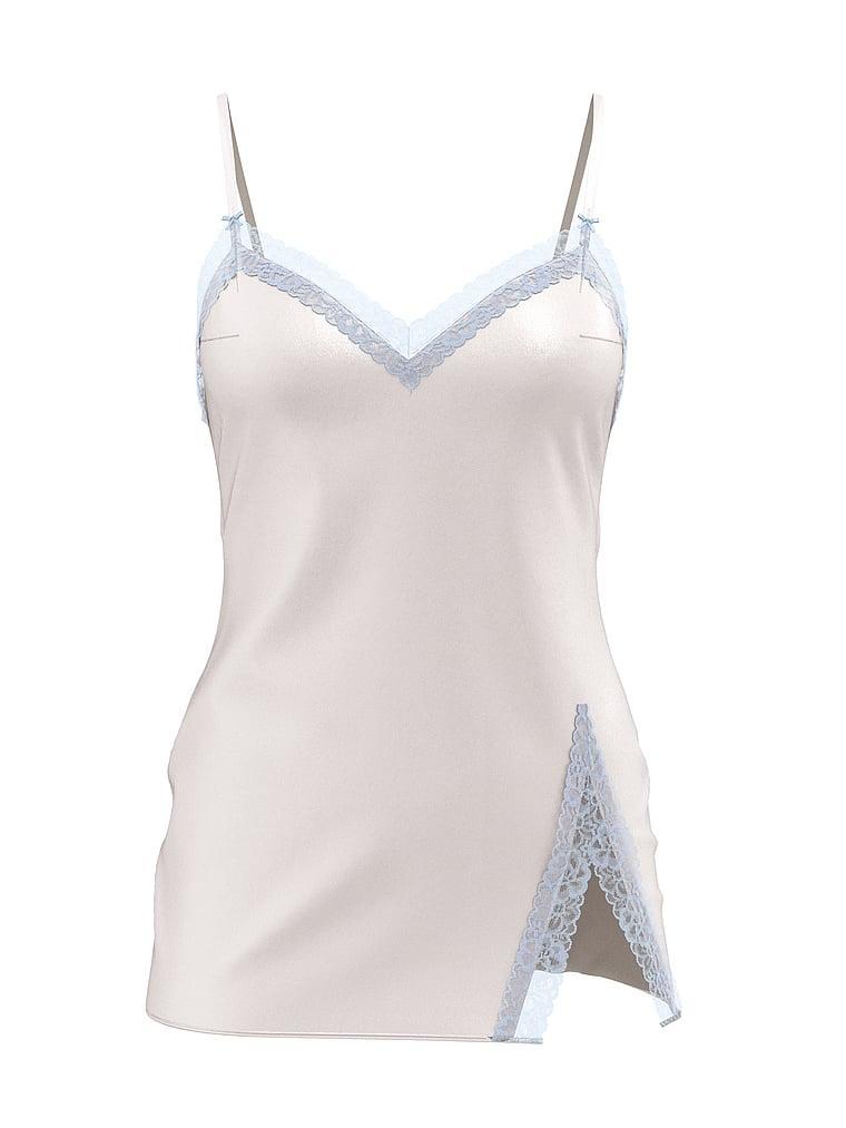 Tease Satin Lace-Trim Mini Slip Dress Product Image