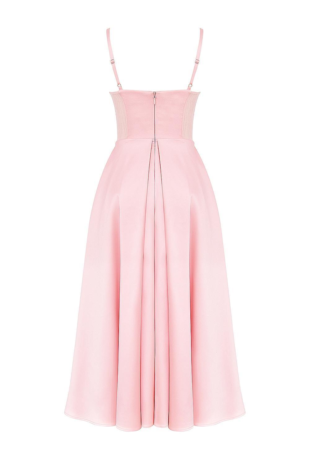 Tiffany  parisian pink satin a-line midi dress Product Image