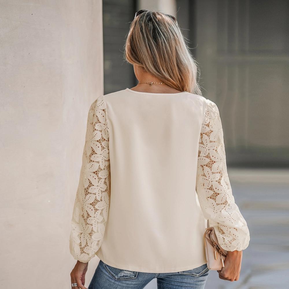 Women's Floral Lace Scalloped V Neck Top - Cupshe Product Image