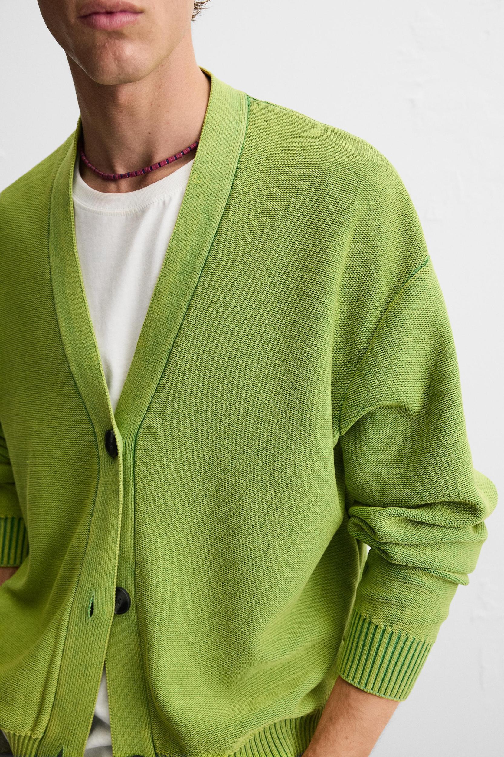 REVERSE EFFECT WASHED CARDIGAN Product Image