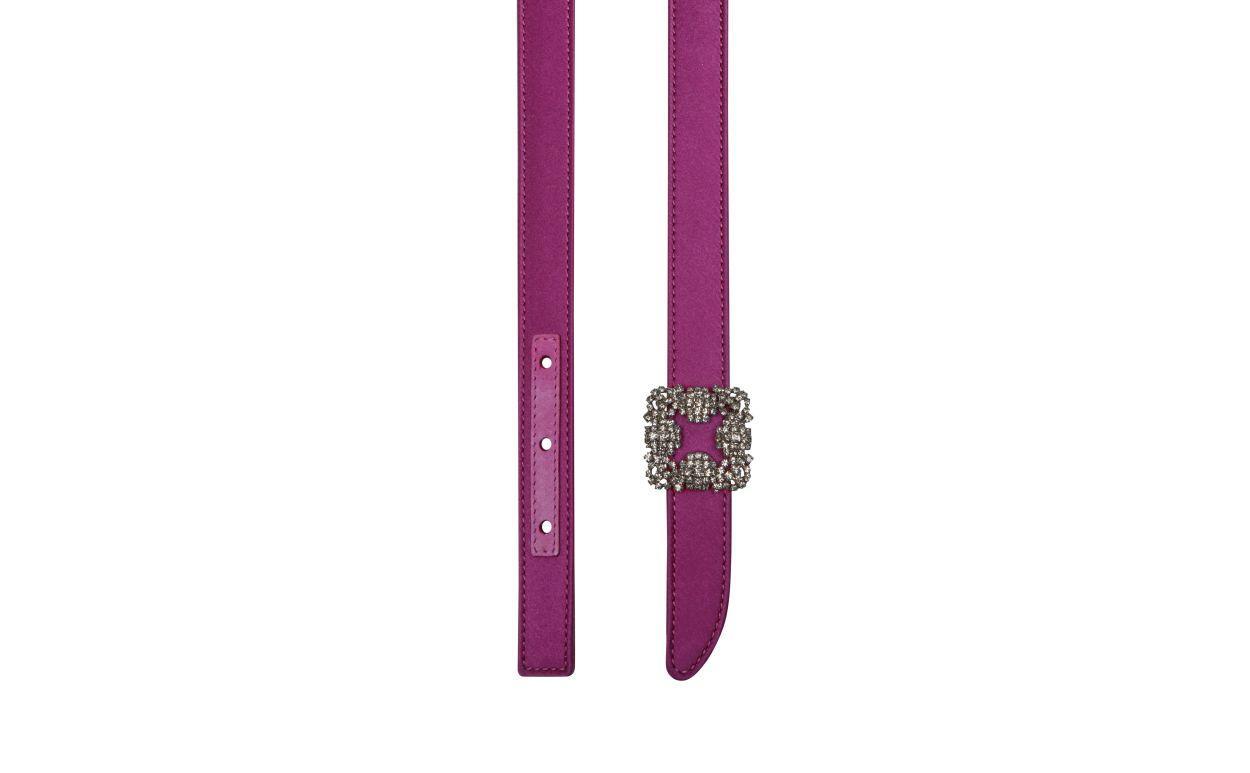 HANGISI BELT MINI Dark Fuchsia Satin Crystal Buckled Belt Product Image