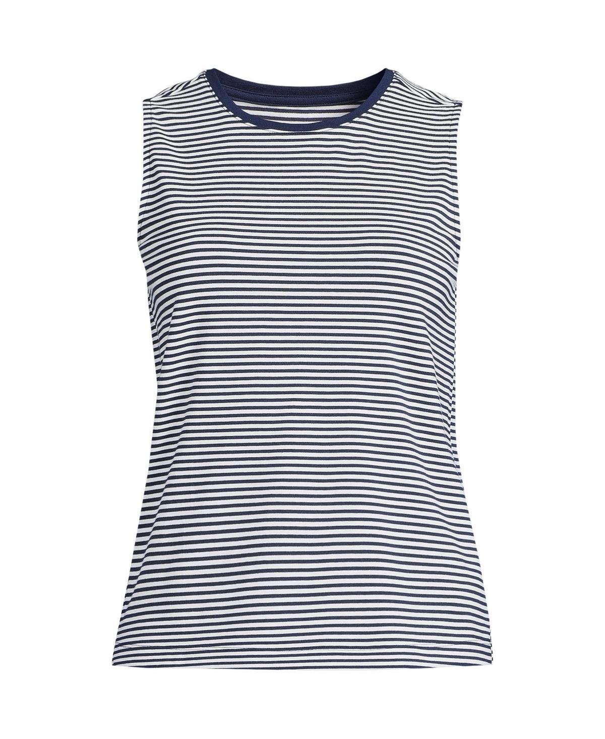 Women's Lands' End Lightweight Jersey Tank Top, Size: Large, Sweet Orange Stripe Product Image
