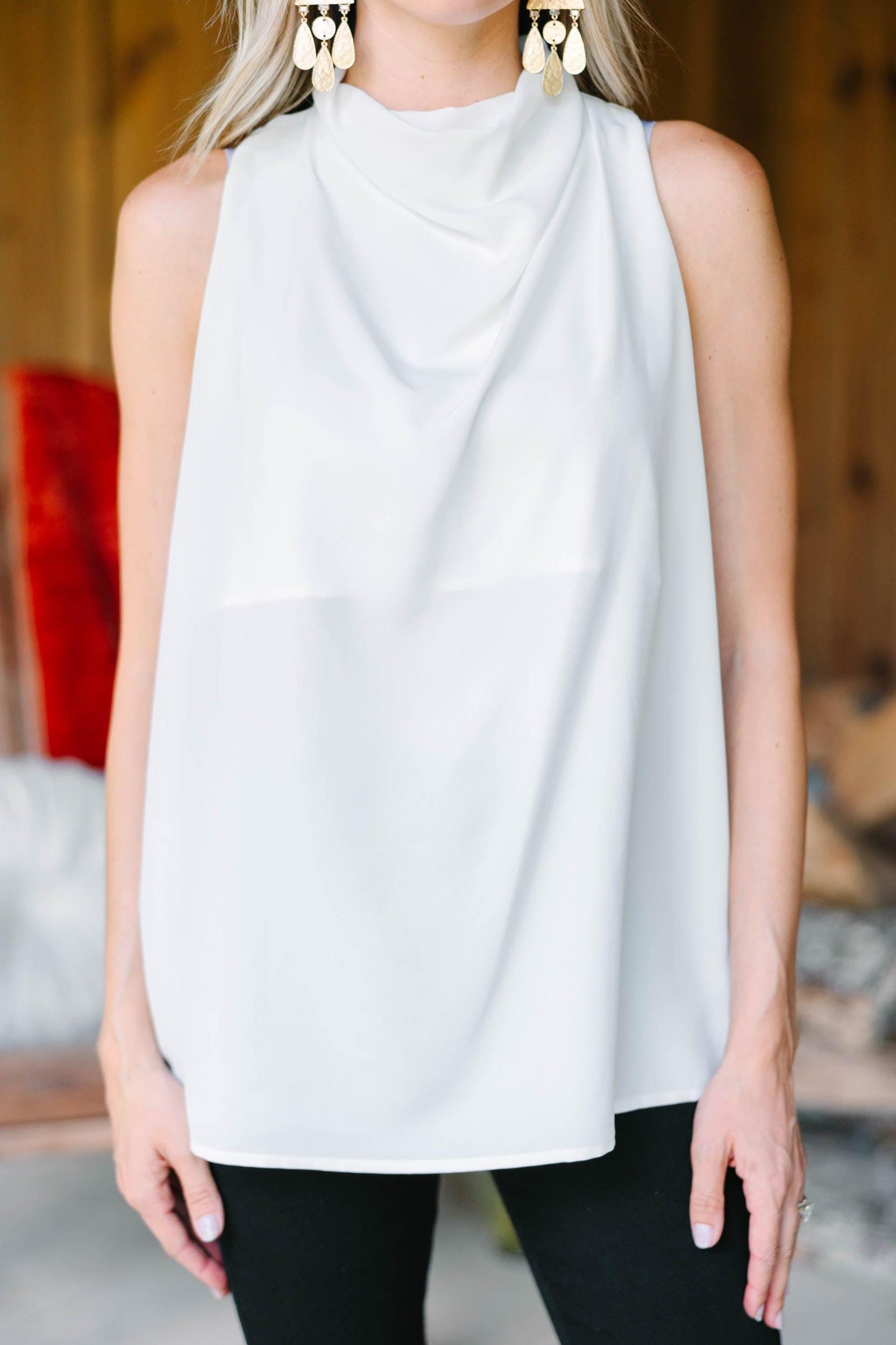 Tell Your Story Cream White Cowl Neck Tank Female Product Image