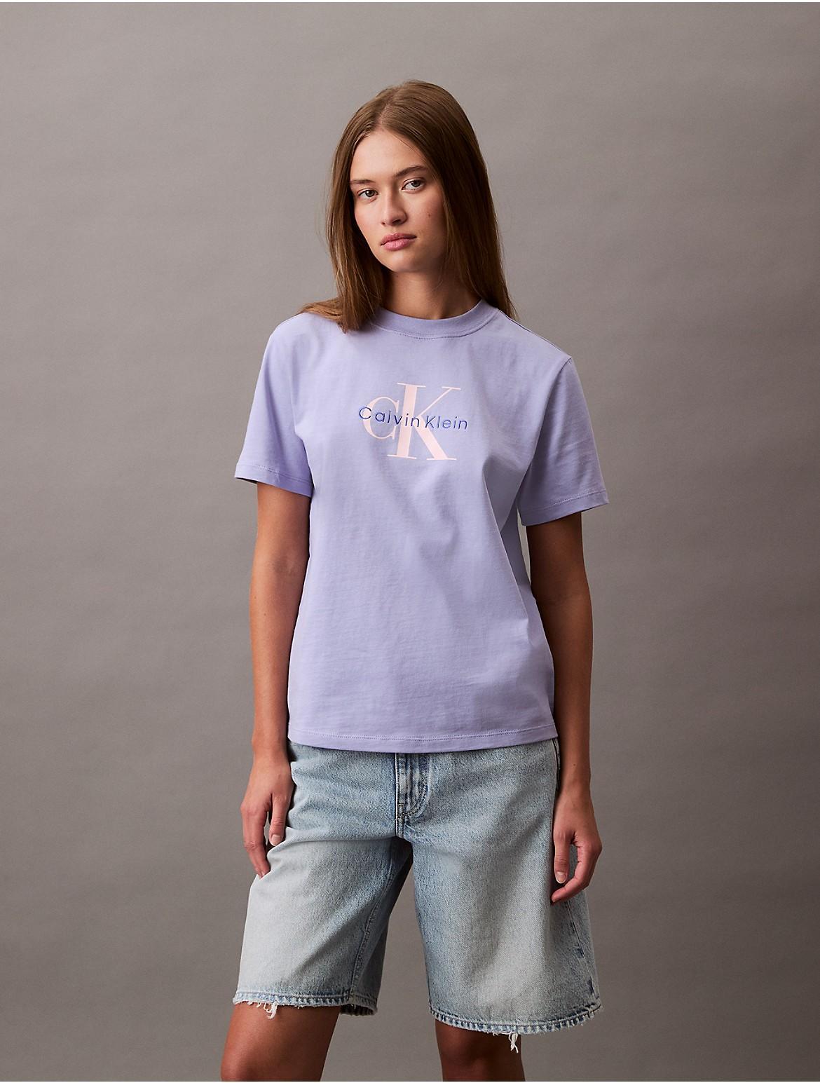Calvin Klein Women's Embroidered Monogram Logo Tee - Pink - XS Product Image