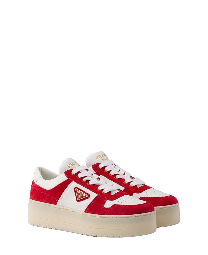 Prada Womens Downtown Bold Nappa Leather and Suede Sneakers Product Image
