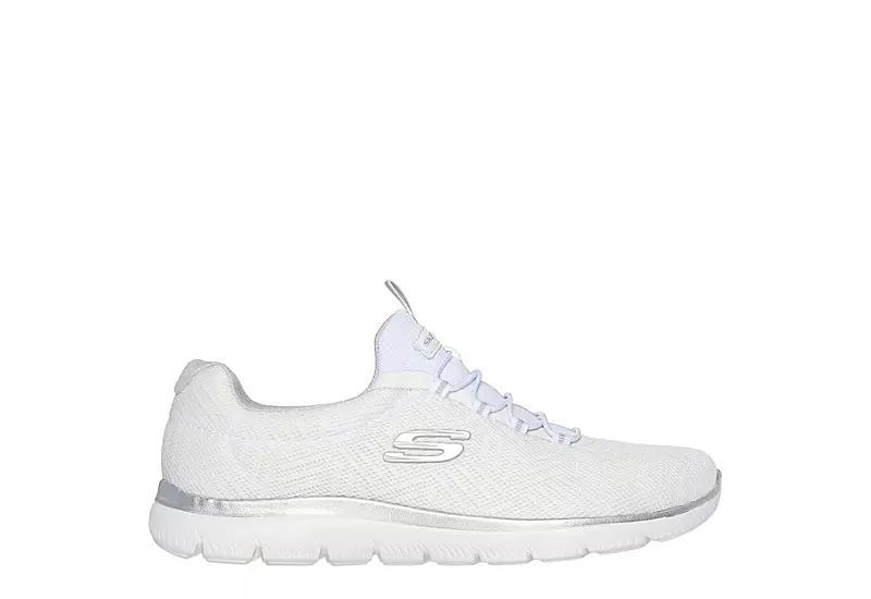 Skechers® Summits Women's Sneakers, Size: 5, White Silver Mesh Product Image