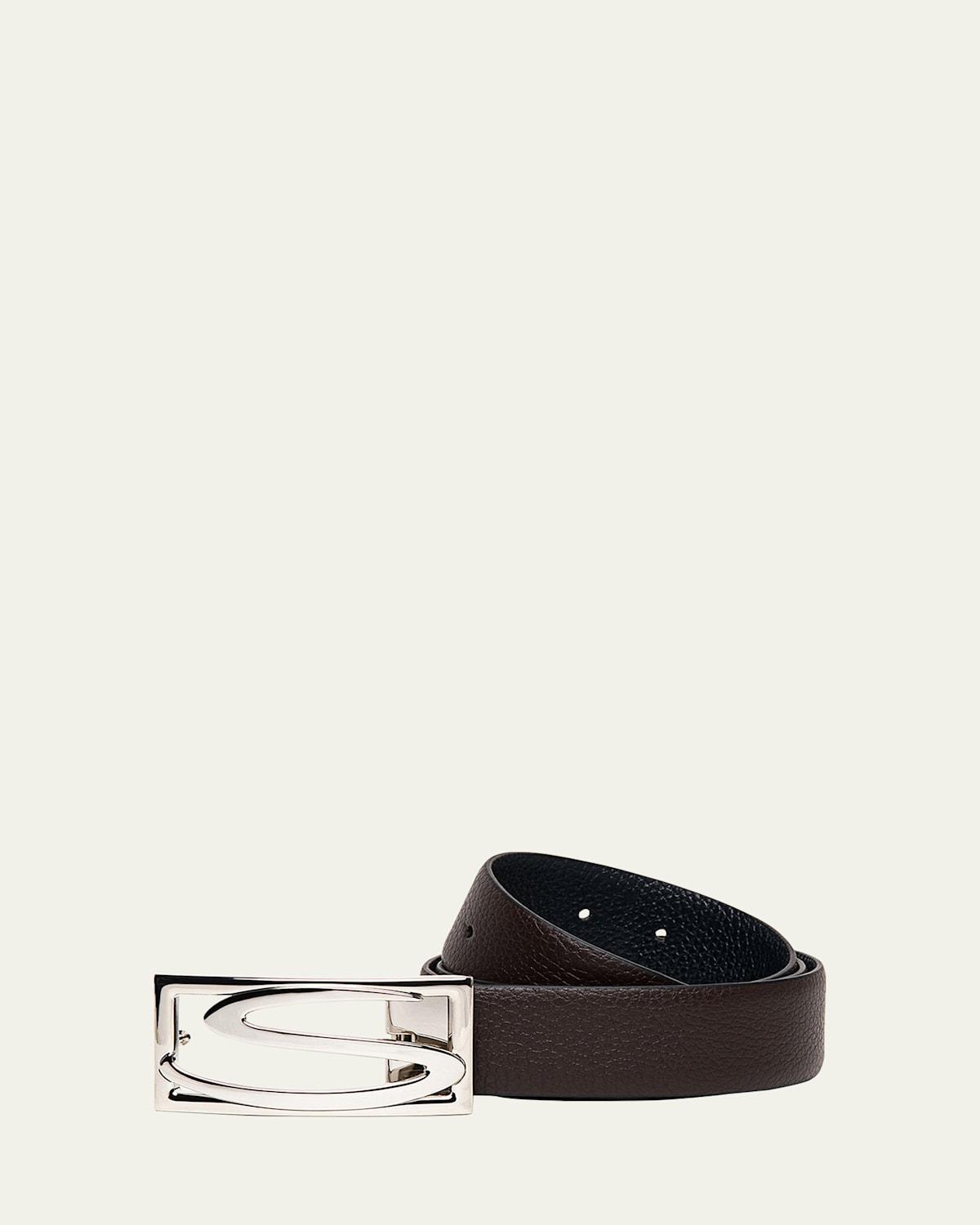 Santoni Mens Leather Logo Buckle Belt Product Image