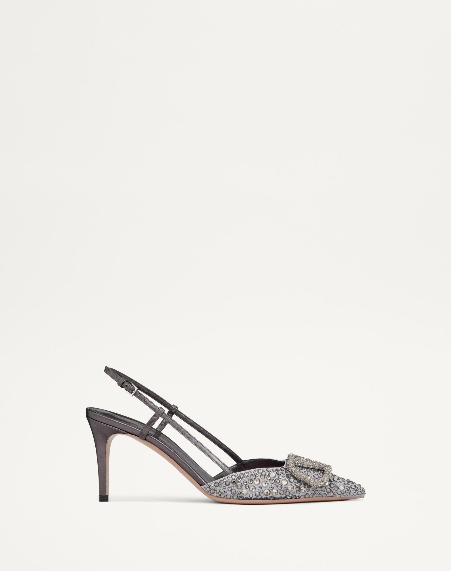 Embroidered Vlogo Signature Slingback Pump With Crystals 80 Mm Product Image