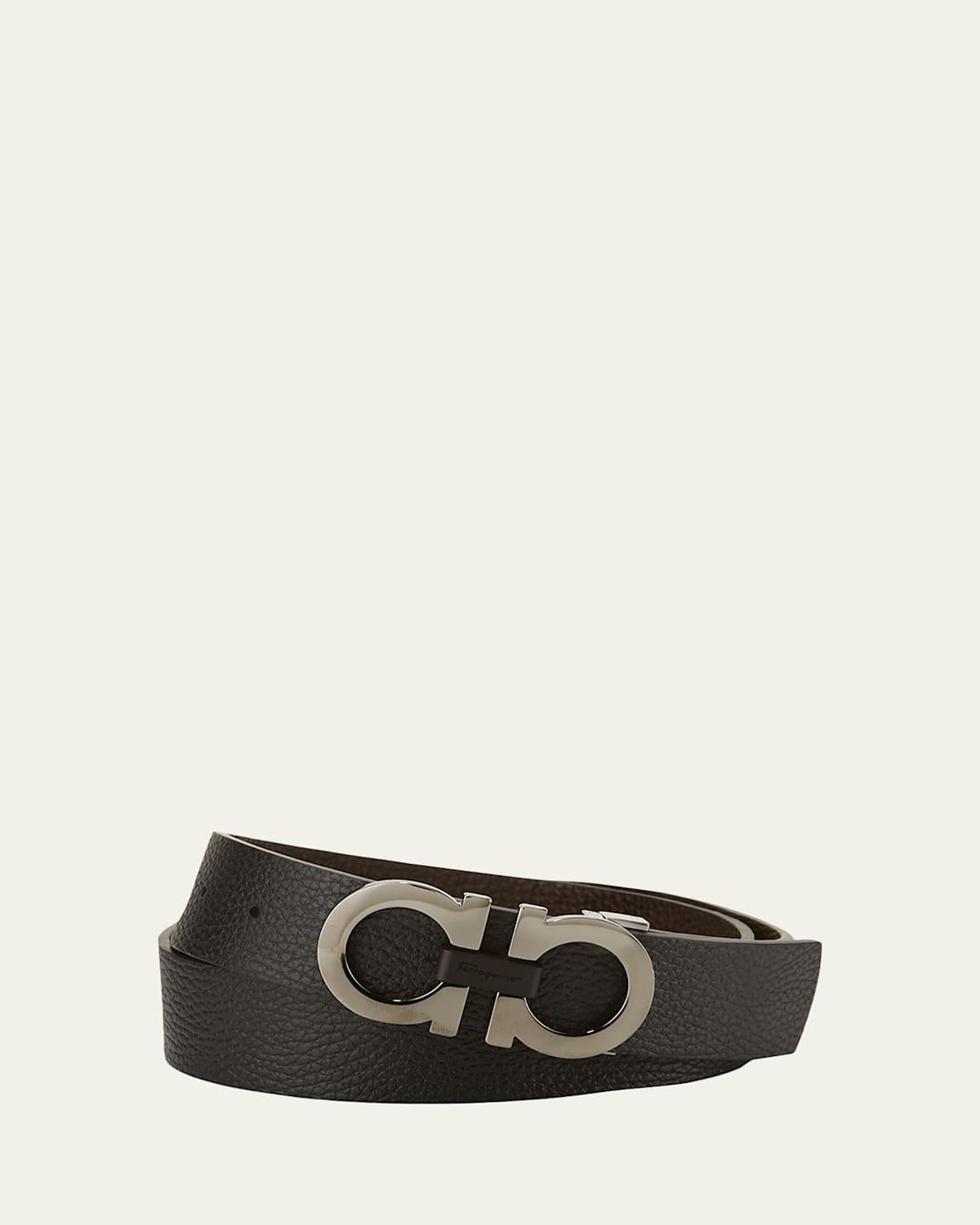 Mens Reversible Leather Double-Gancio Belt Product Image