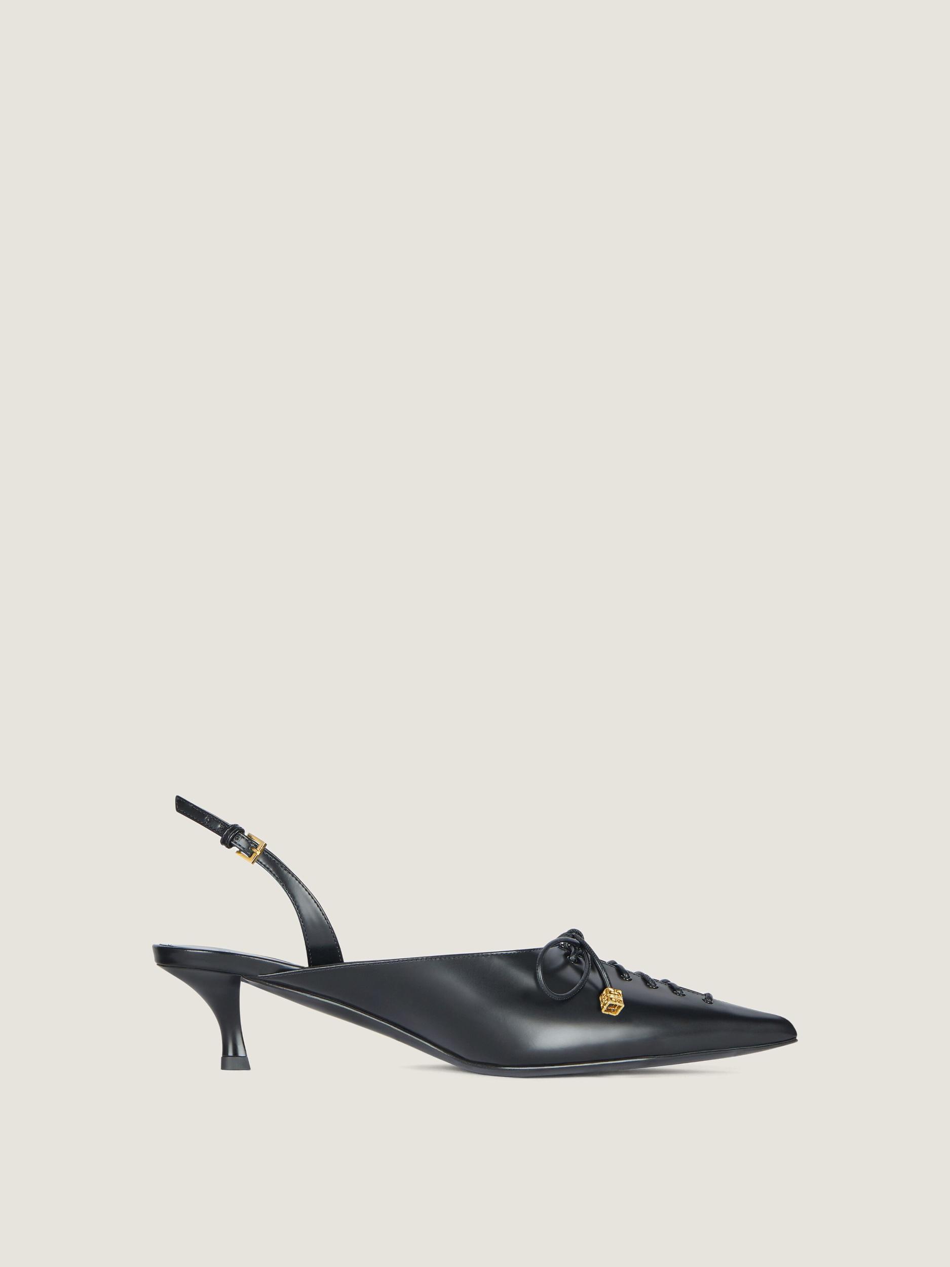 Lace-up slingbacks in leather Product Image