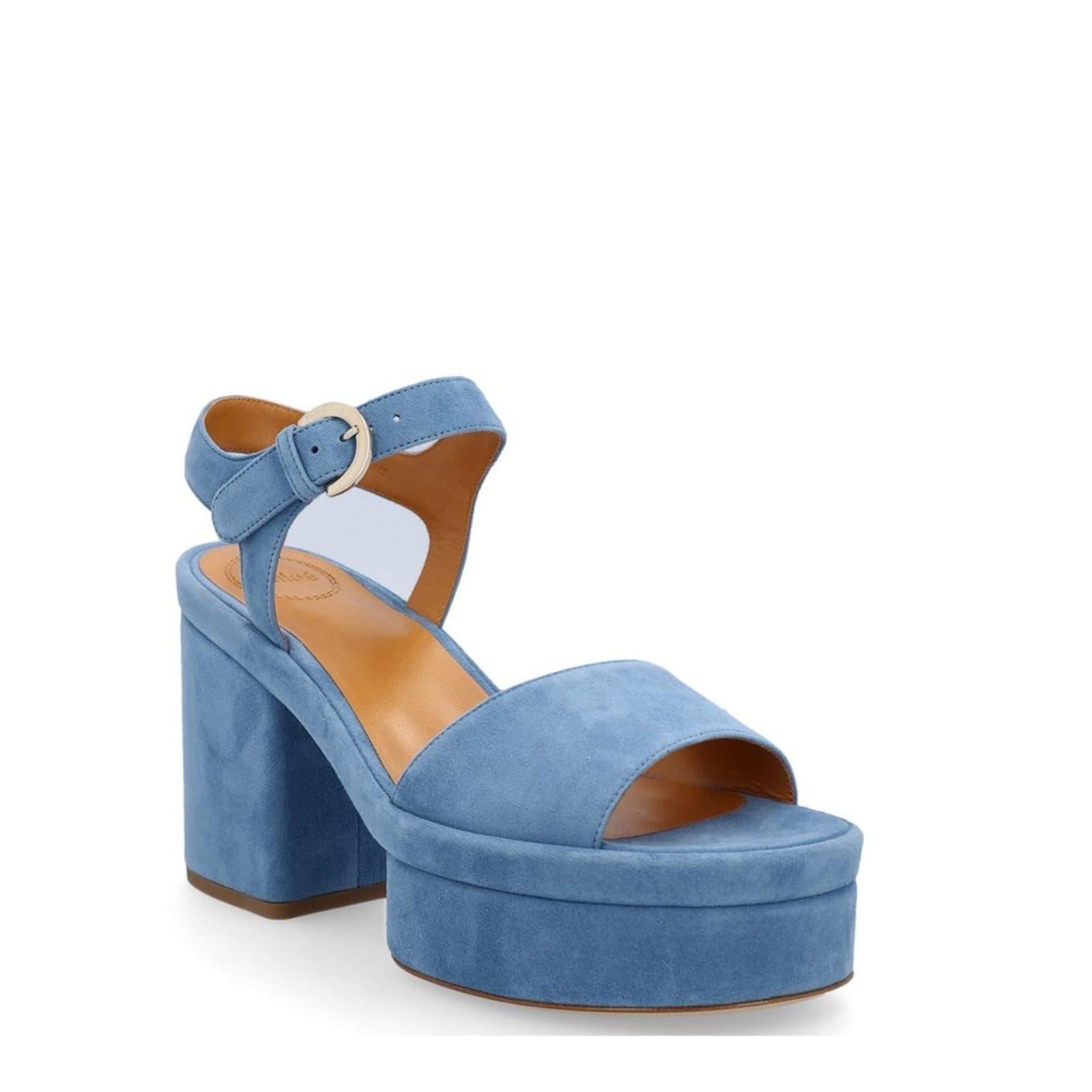 CHLOÉ Chloe Platform Sandals Women In Blue Product Image