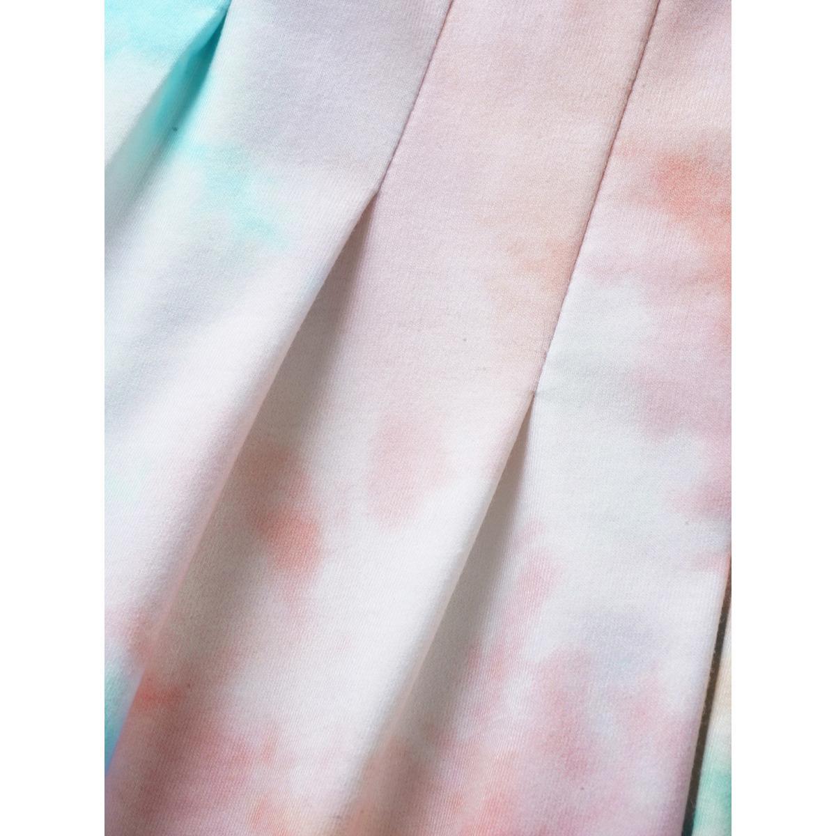 Plus Size Peach U Neck Tie Dye Pocket Pleated Jumpsuit Women Casual Sleeveless U-neck Everyday Loose Jumpsuits BloomChic 12/L Product Image