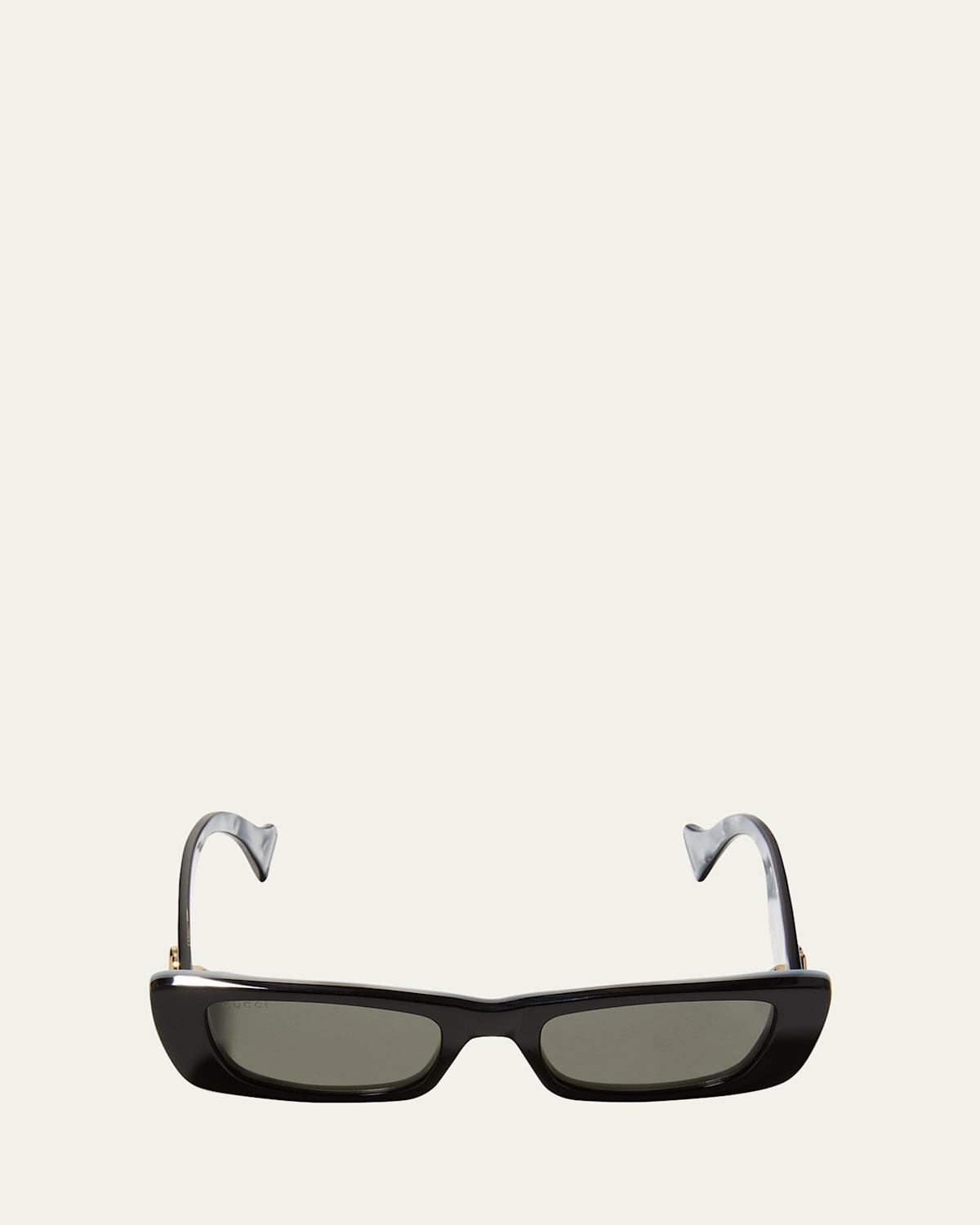 Monochromatic Rectangle Sunglasses w/ Interlocking G Temples Product Image