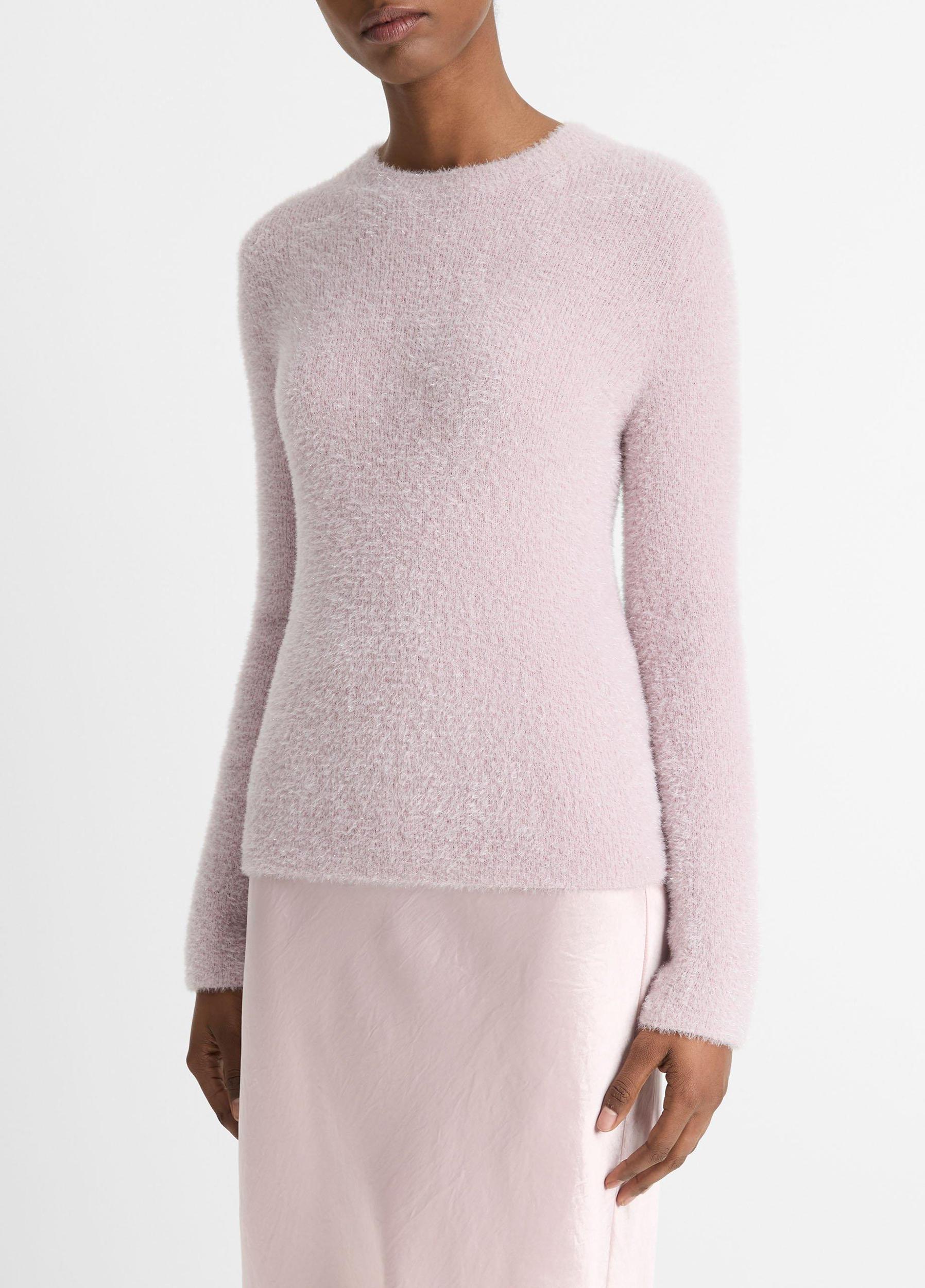 Womens Metallic Eyelash Pullover Sweater, Cherry Night Metallic, Size S Vince Product Image