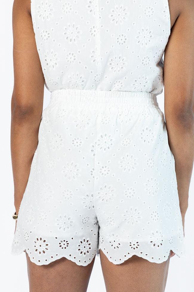 Ready, Set, Bloom White Eyelet Pull On Shorts SALE Product Image