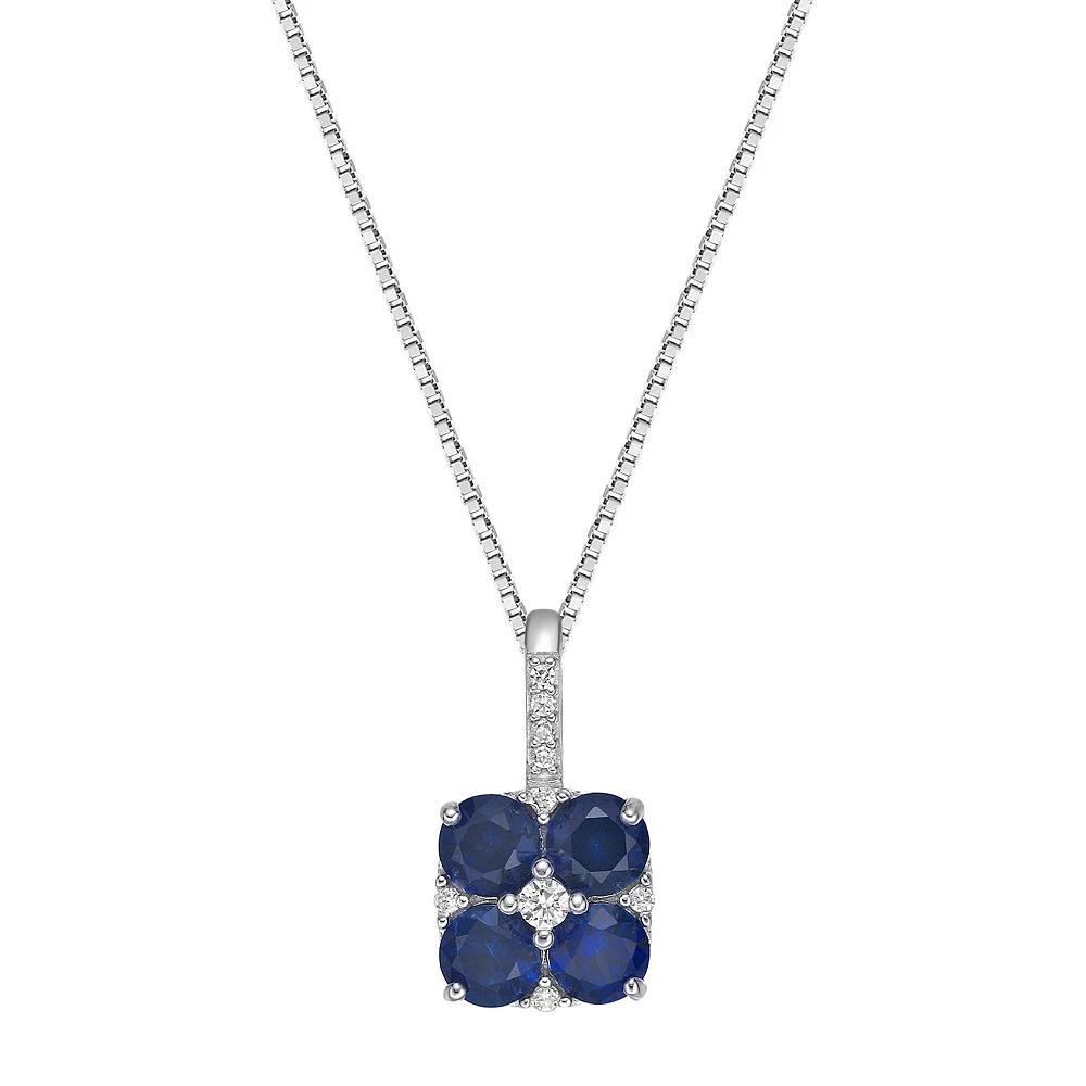 Gemminded Sterling Silver Lab-Created Sapphire & Lab-Created White Sapphire Pendant Necklace, Women's, Size: 18" Product Image