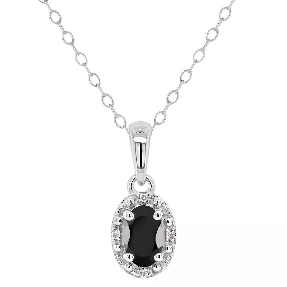 Celebration Gems Sterling Silver Oval Labradorite & Diamond Accent Pendant Necklace, Women's, Size: 18" Product Image