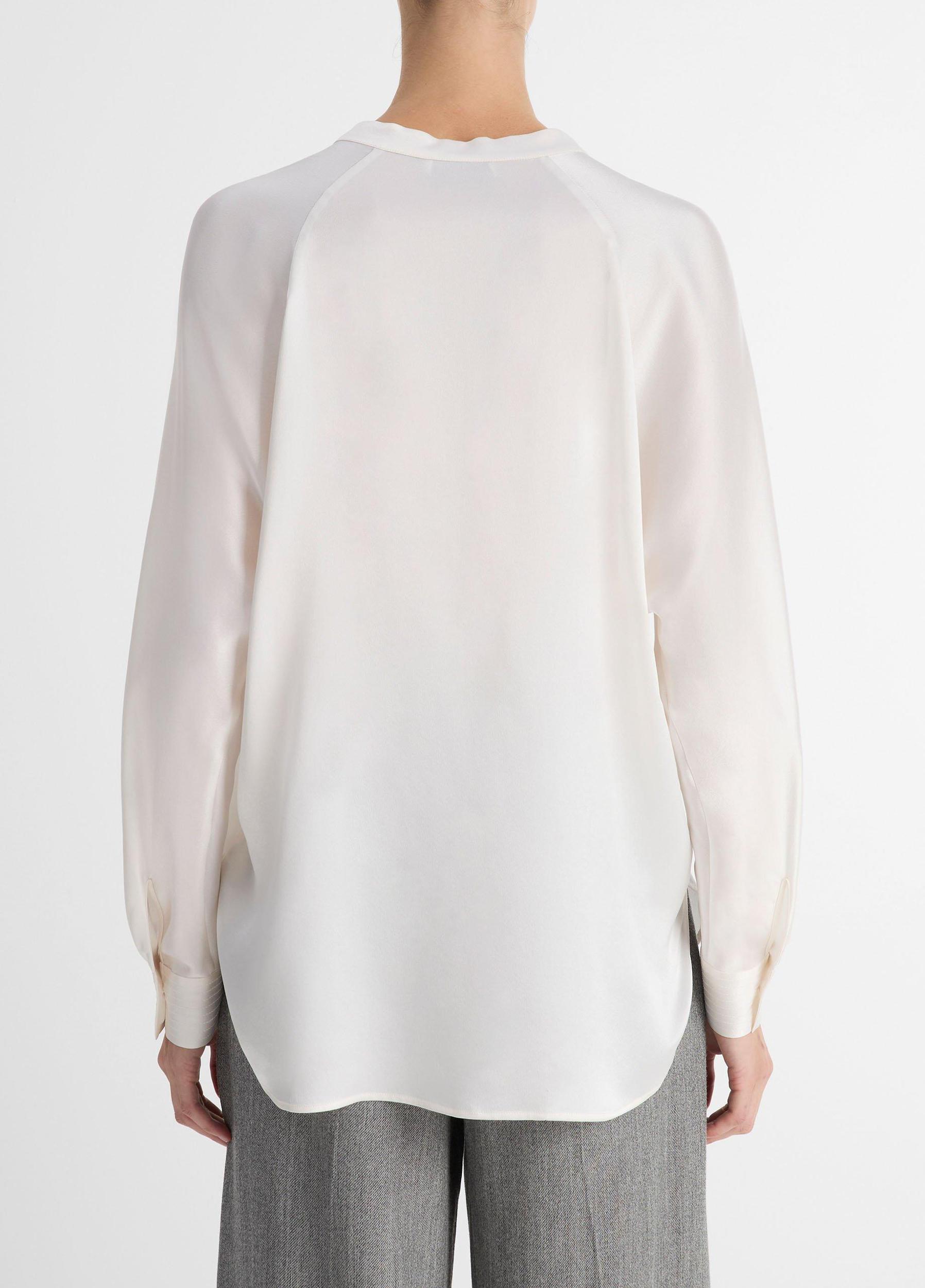 Silk Satin Band-Collar Blouse Product Image