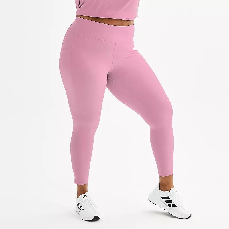 Plus Size Tek Gear® Ultrastretch High-Waisted Side Pocket 7/8 Leggings, Women's, Size: 1XL, Surely Red Product Image