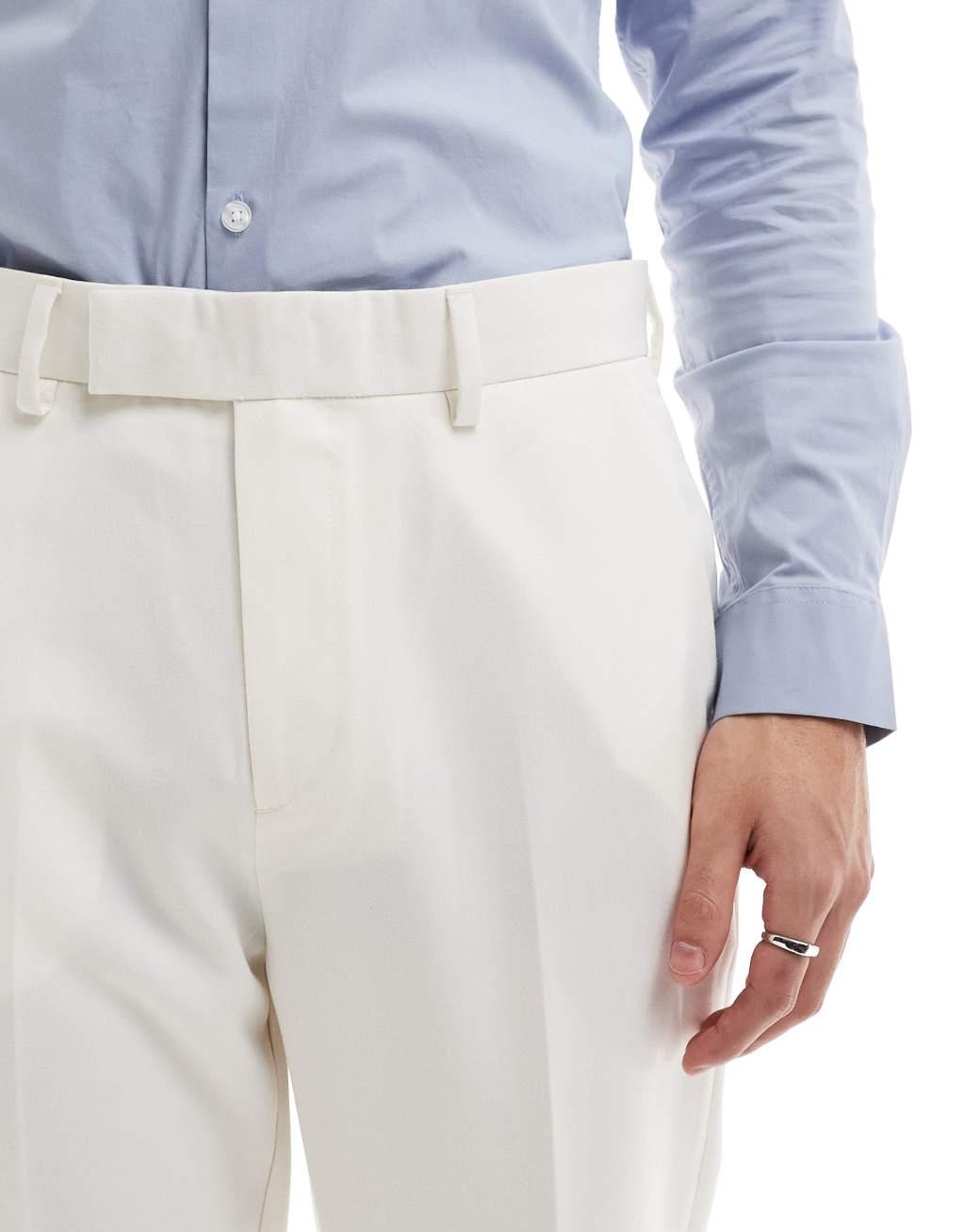 ASOS DESIGN smart tapered fit pants in beige Product Image