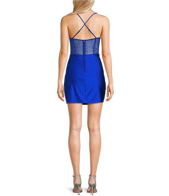 B. Darlin Spaghetti Strap Cowl Neck Shirred Detail Slim Dress Product Image