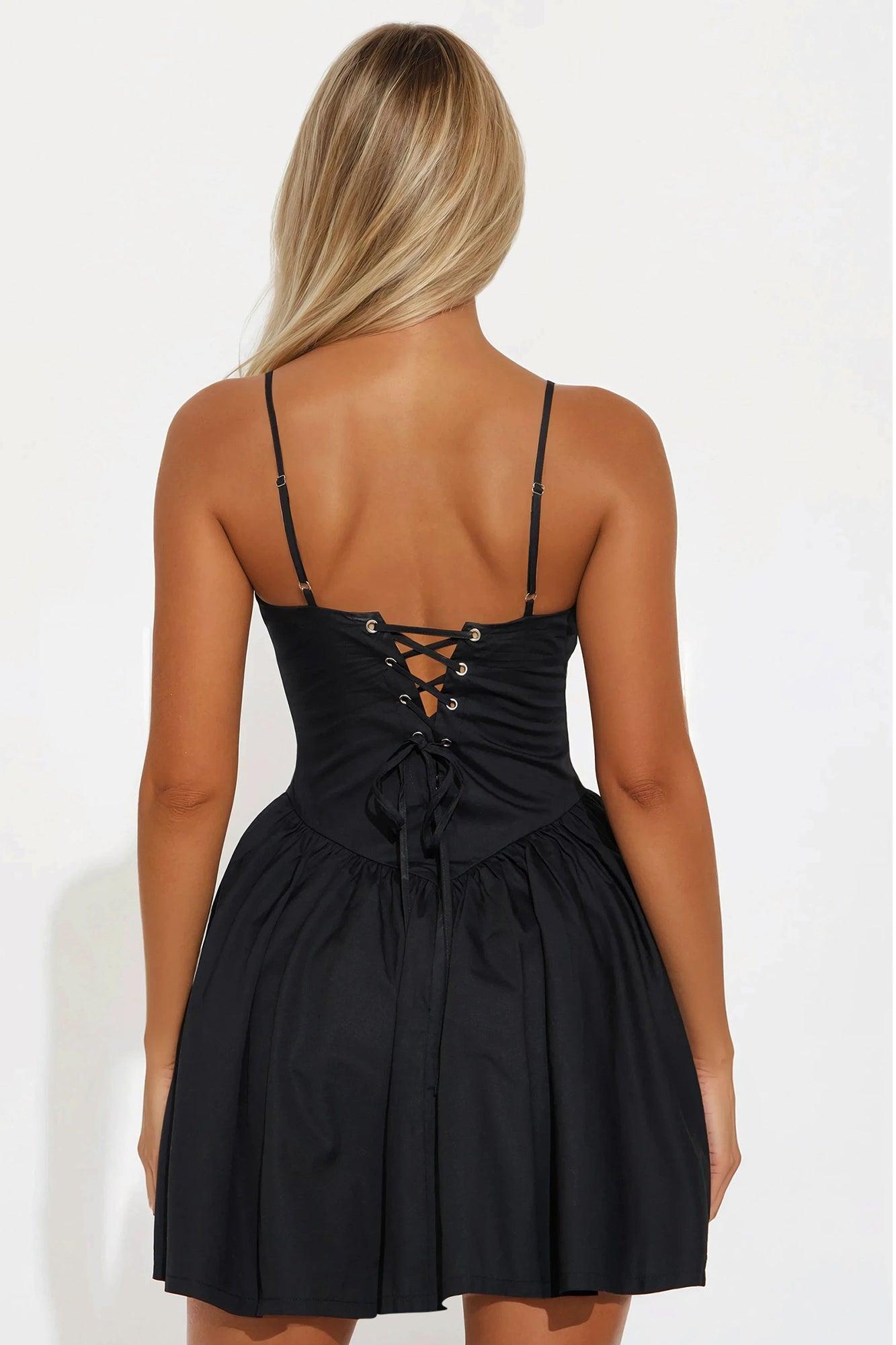 Kayla Poplin Mini Dress - Black Product Image