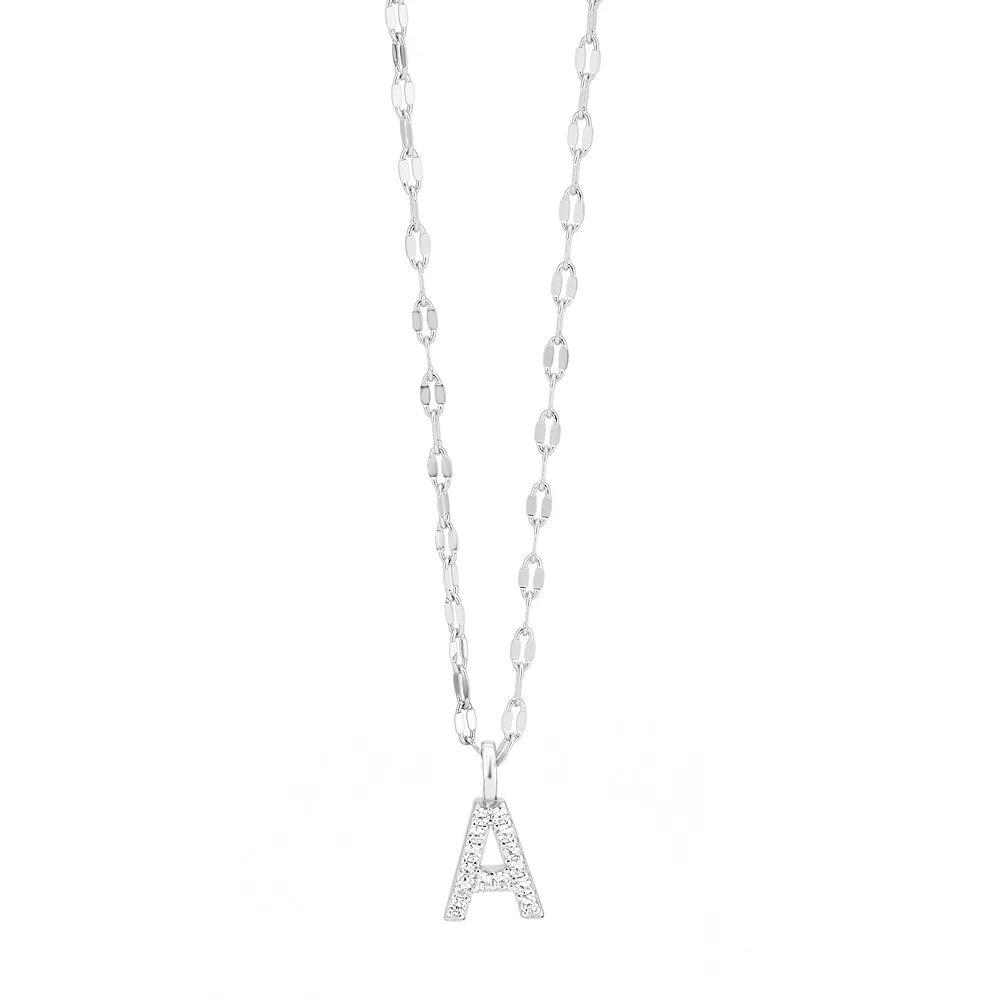 Judy Crowell Sterling Silver Cubic Zirconia Pave Mirror Chain Initial Necklace, Women's, Size: 18" Product Image