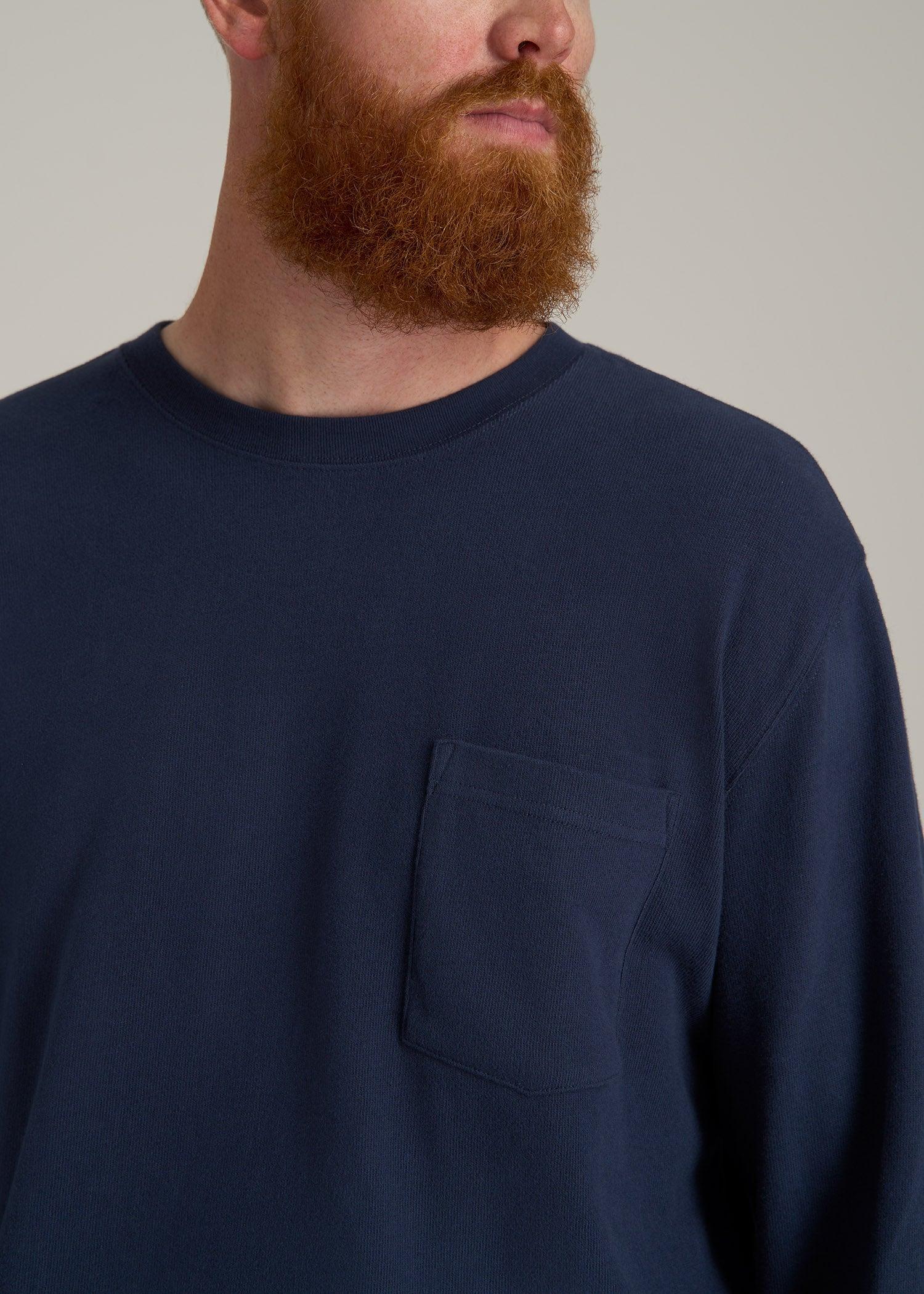 LJ&S Long Sleeve Workwear Pocket Tall Men's Tee in Midnight Navy Product Image
