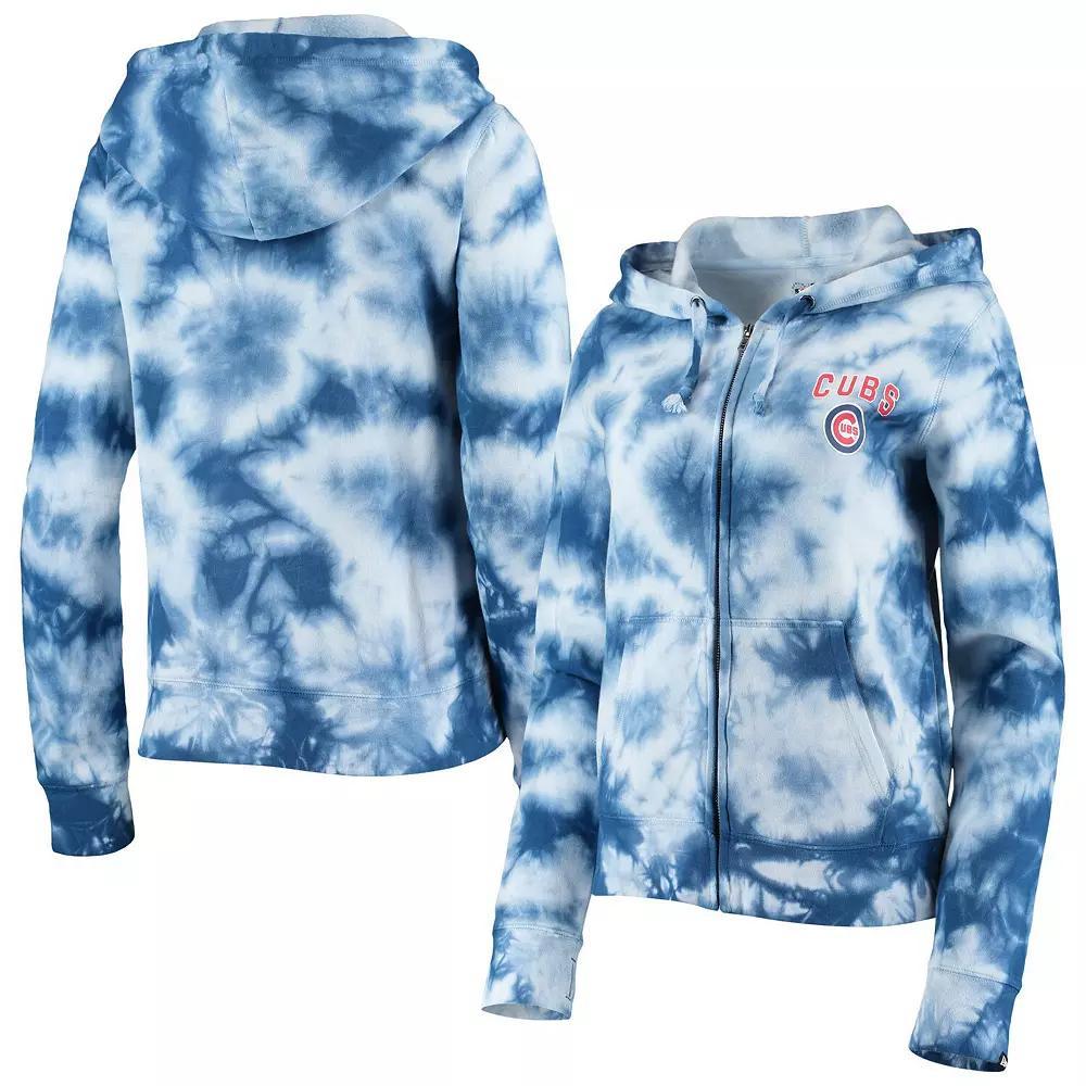 Women's New Era Royal Chicago Cubs Tie-Dye Fleece Full-Zip Hoodie, Size: Large, Blue Product Image