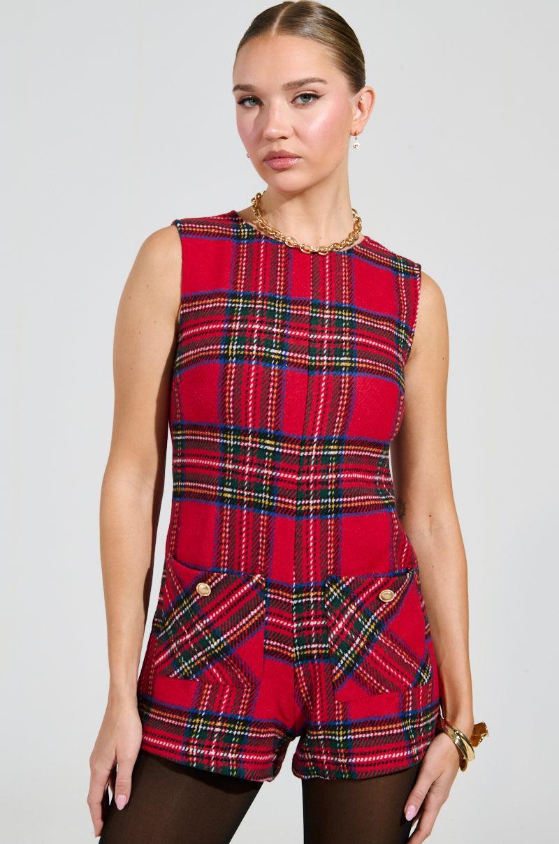BEST DRESSED PLAID MINI DRESS IN RED Product Image