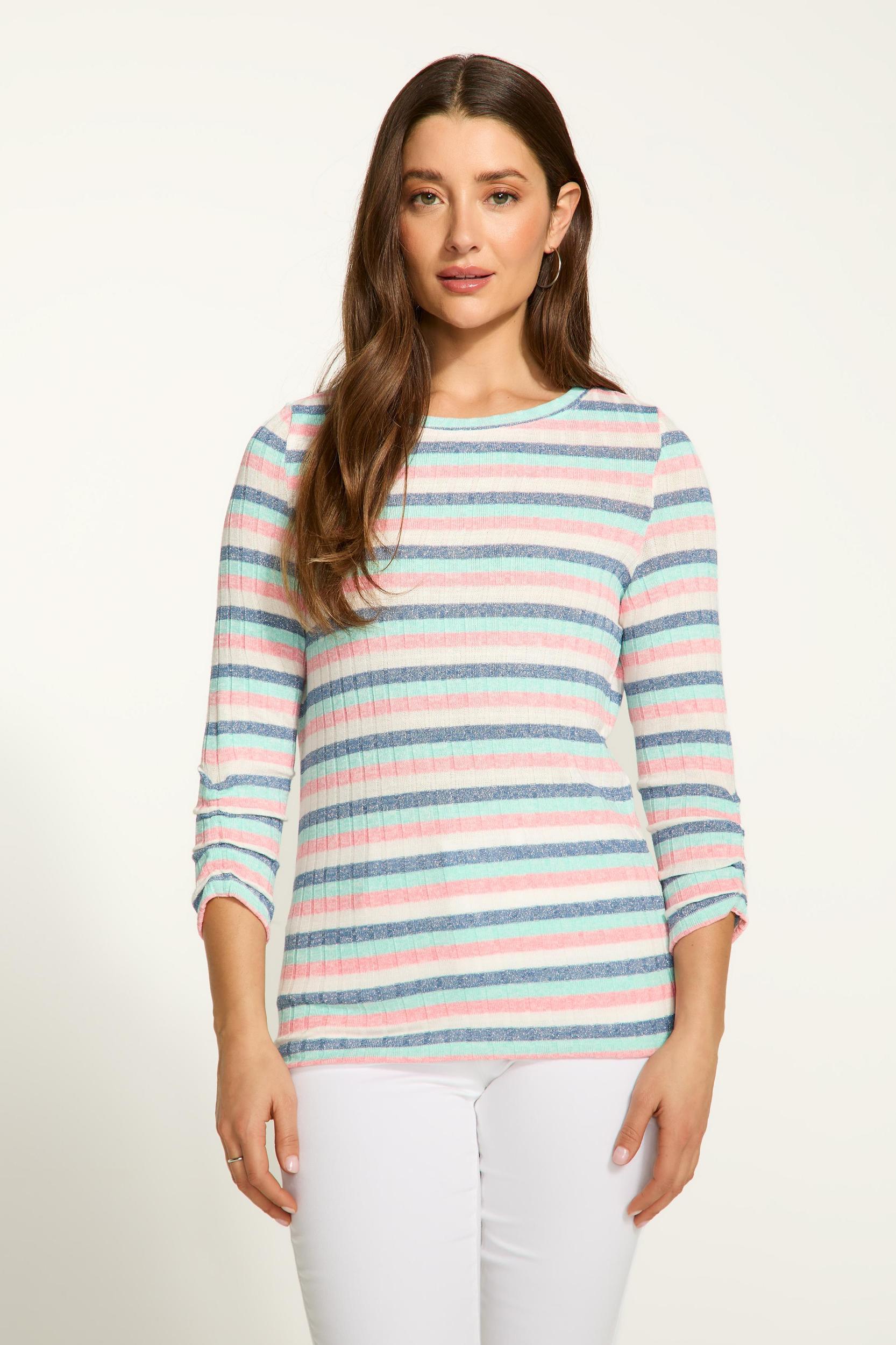 SPARKLE STRIPE CREW NECK TOP Product Image
