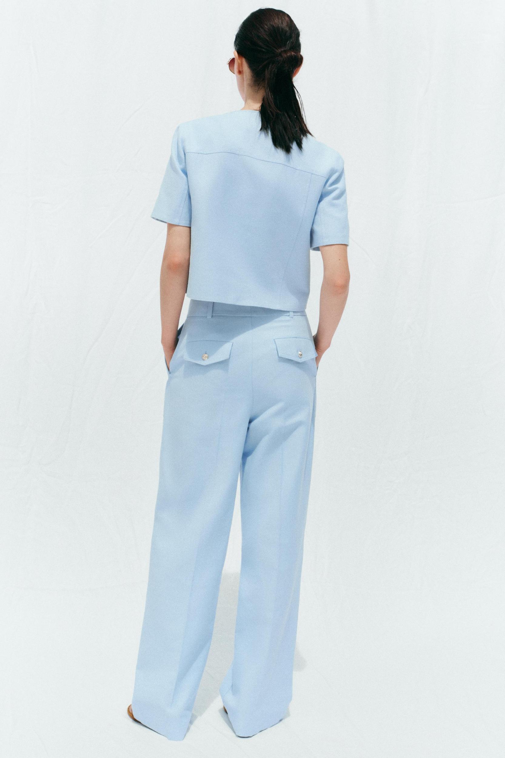 STRAIGHT LEG PANTS WITH METAL BUTTON Product Image
