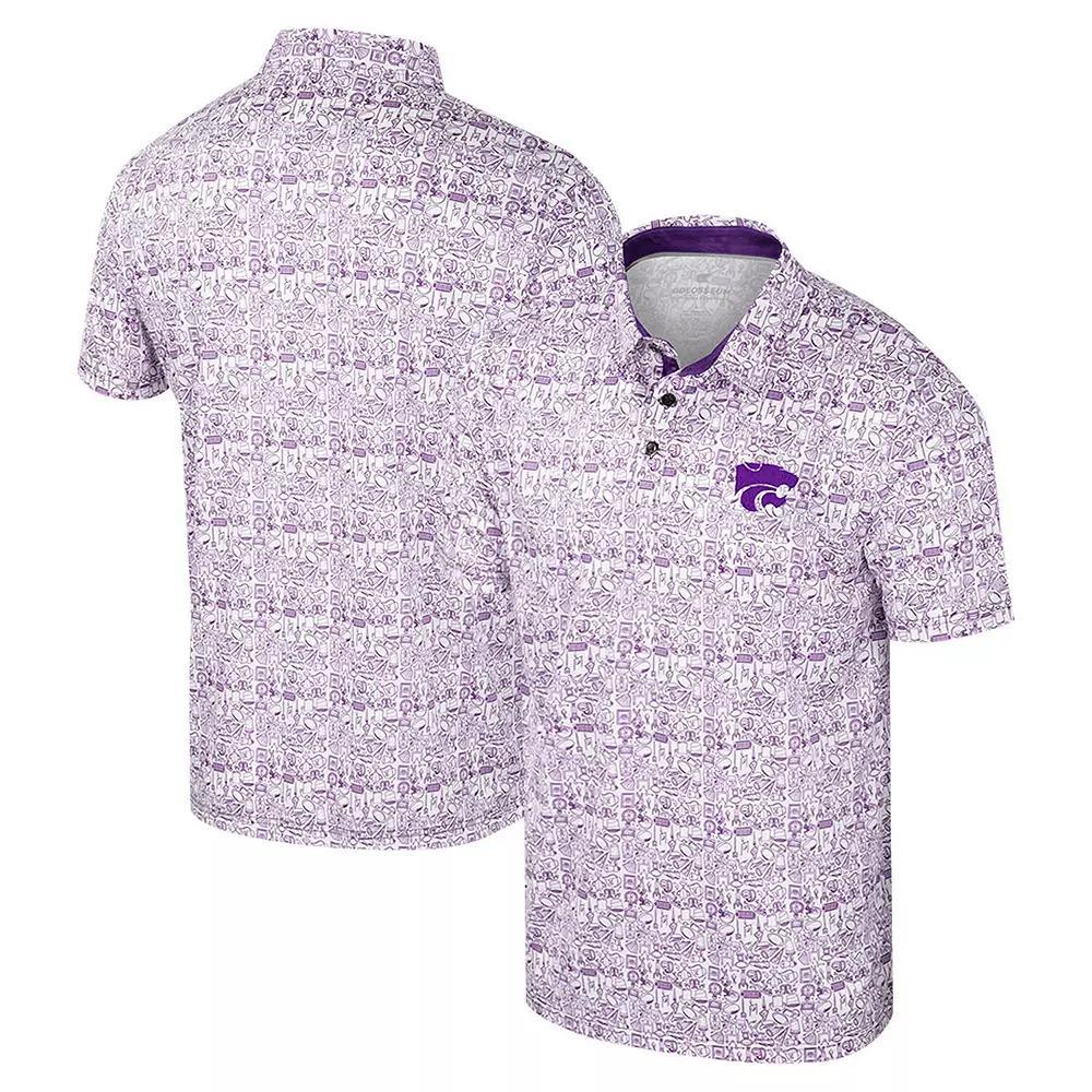 Men's Colosseum Purple Kansas State Wildcats It's Time! Allover Print Polo, Size: XXL Product Image