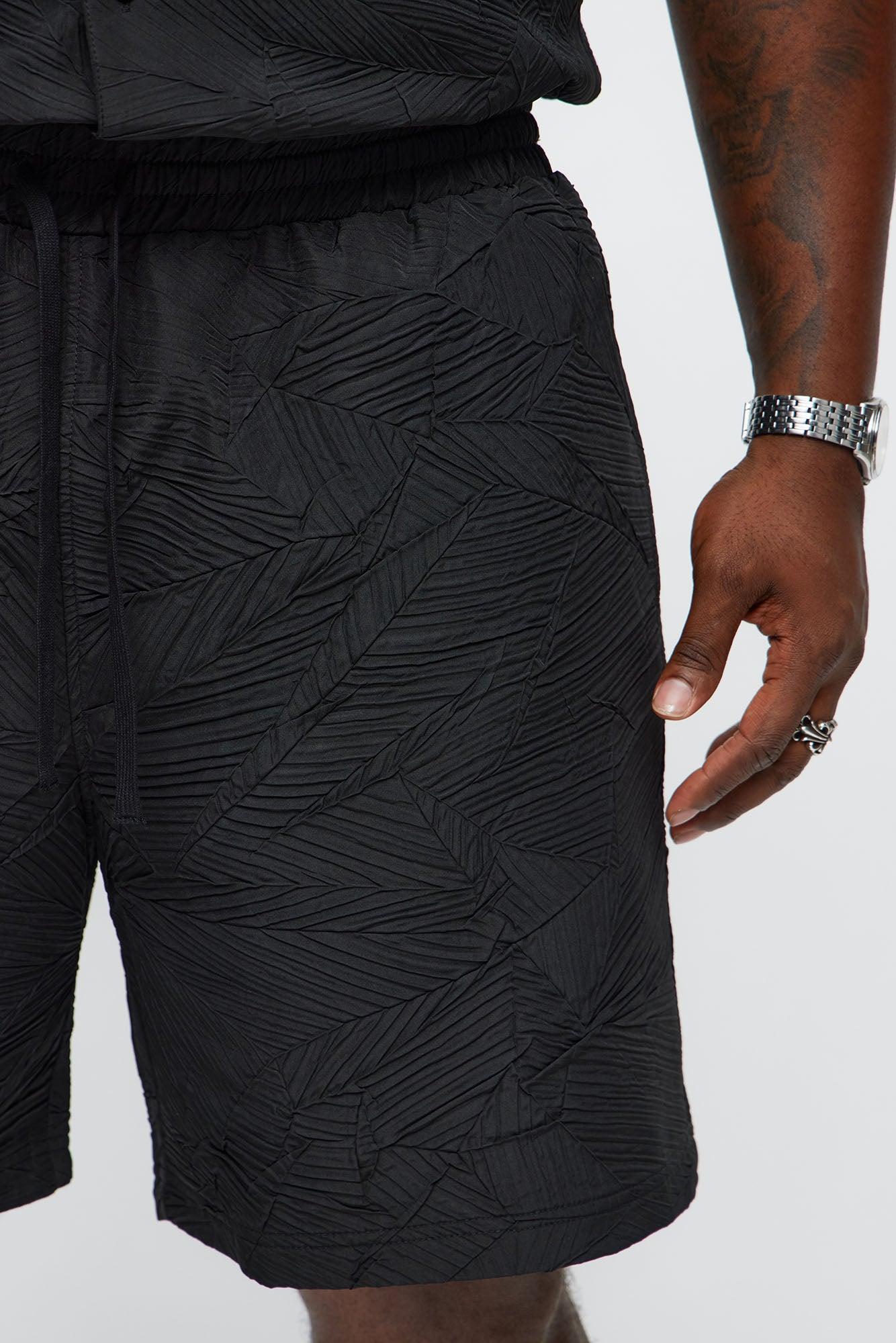 Ponce Textured Relaxed Shorts - Black Product Image