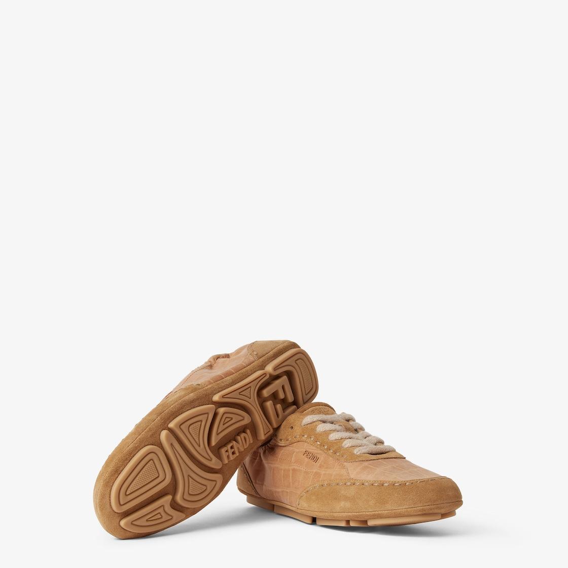 Fendi Fit sneakersBeige leather low-tops Product Image