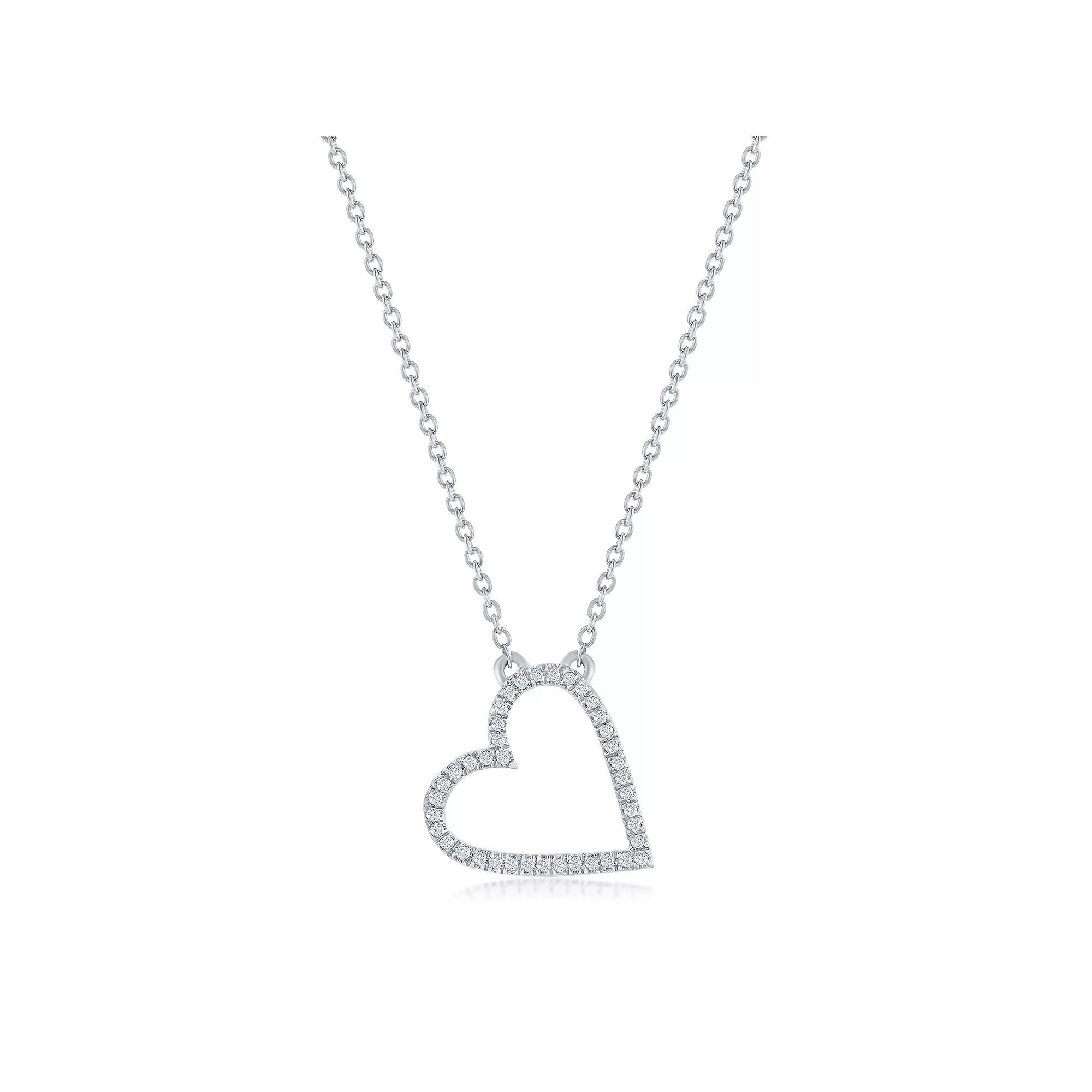 Divine Gold Sterling Silver Open Heart Diamond Necklace, Women's, Size: 16-18" ADJ Product Image